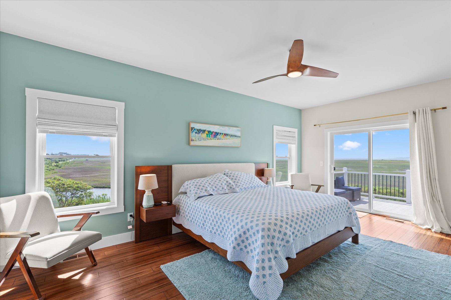 Bedroom 1 is the Primary Bedroom and is on the Main Living Level, which is the 2nd Floor.