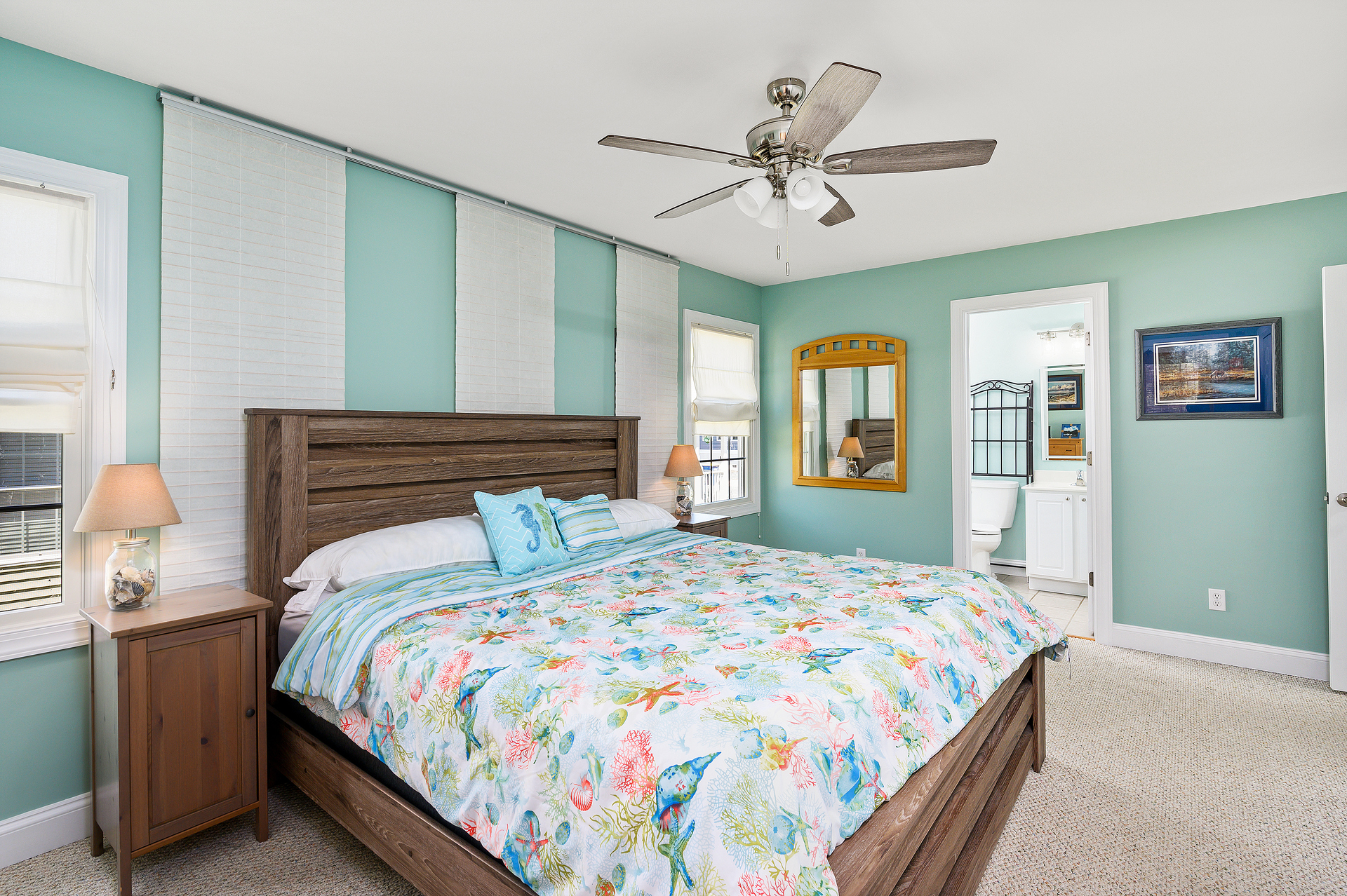 1st Floor Master Bedroom with comfy King Bed.