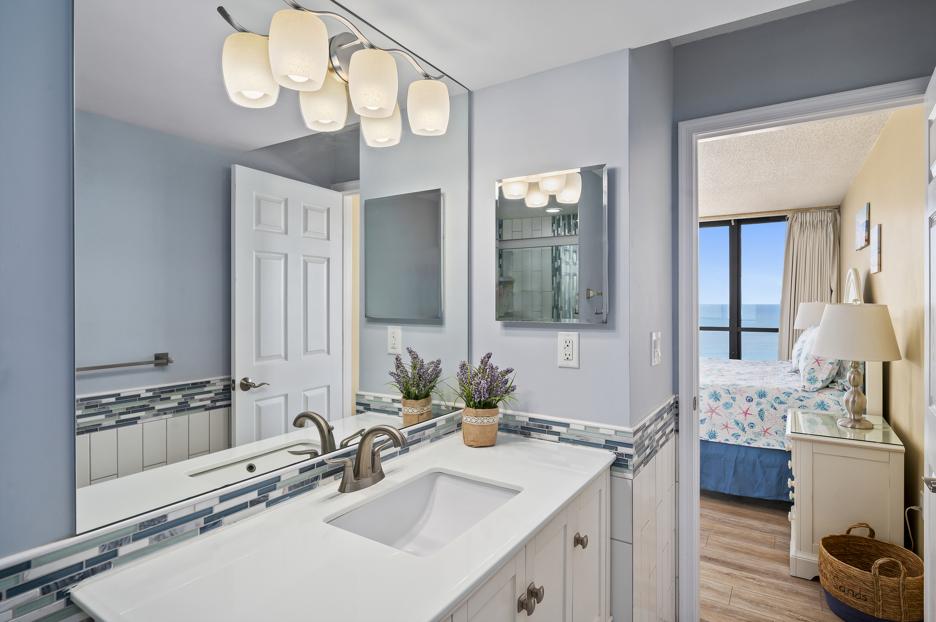 With a Custom Tile Walk-In Shower and Granite Vanity!