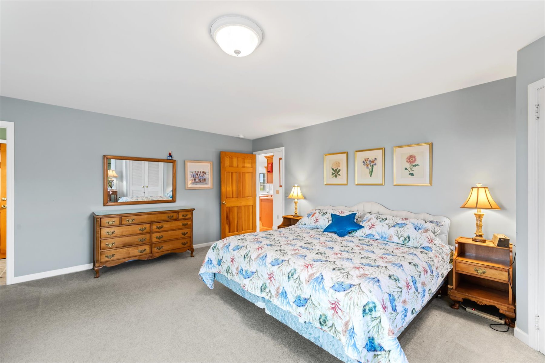 Bedroom 1 is the Primary Bedroom and has a comfy King Bed.