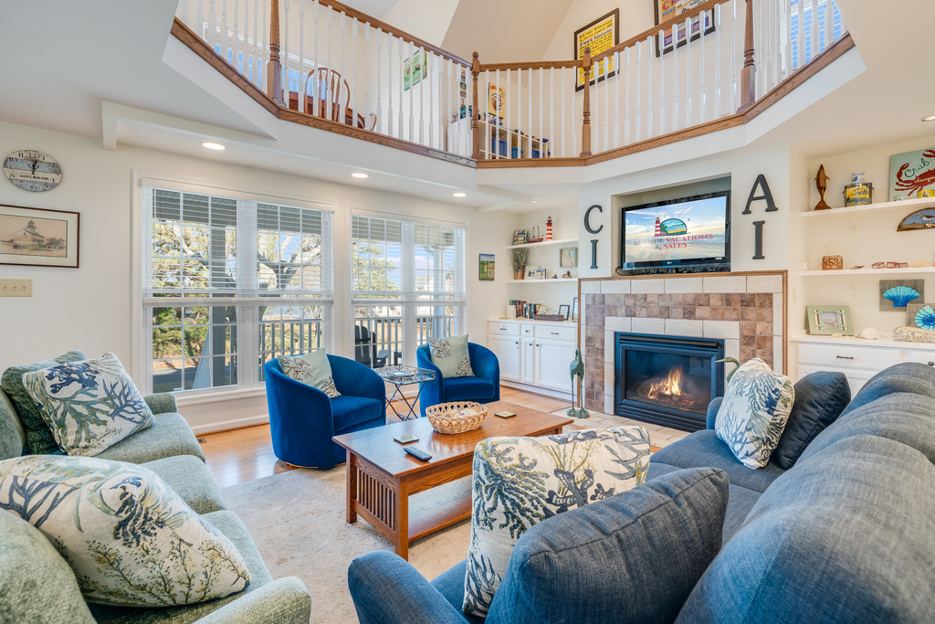 Relax in comfort and style in the stunning Living Area adorned in colors of sand and sea.