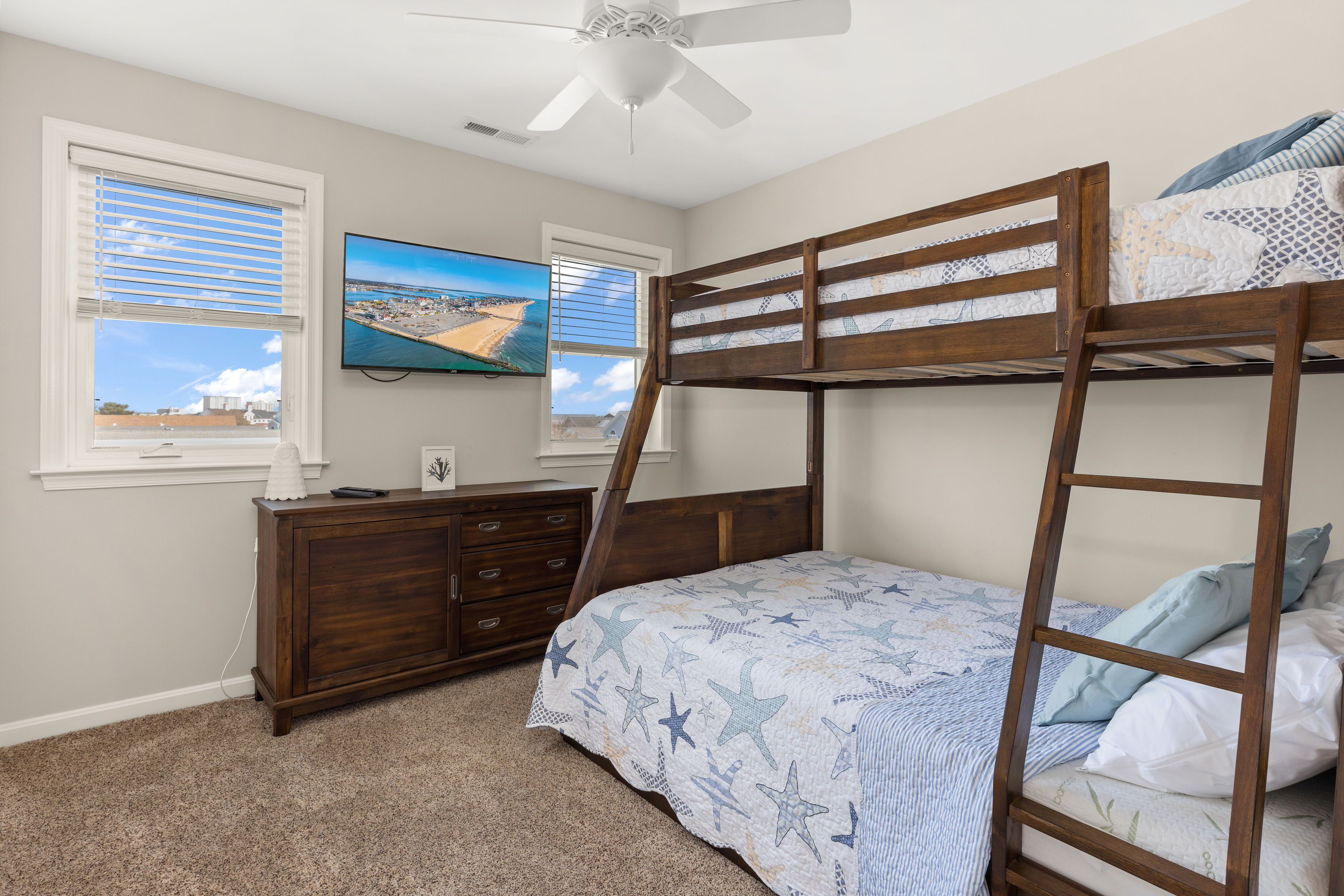 Bedroom 4 is the perfect getaway for your little ones - with a Pyramid Bunk, Twin Trundle, & Cable TV.
