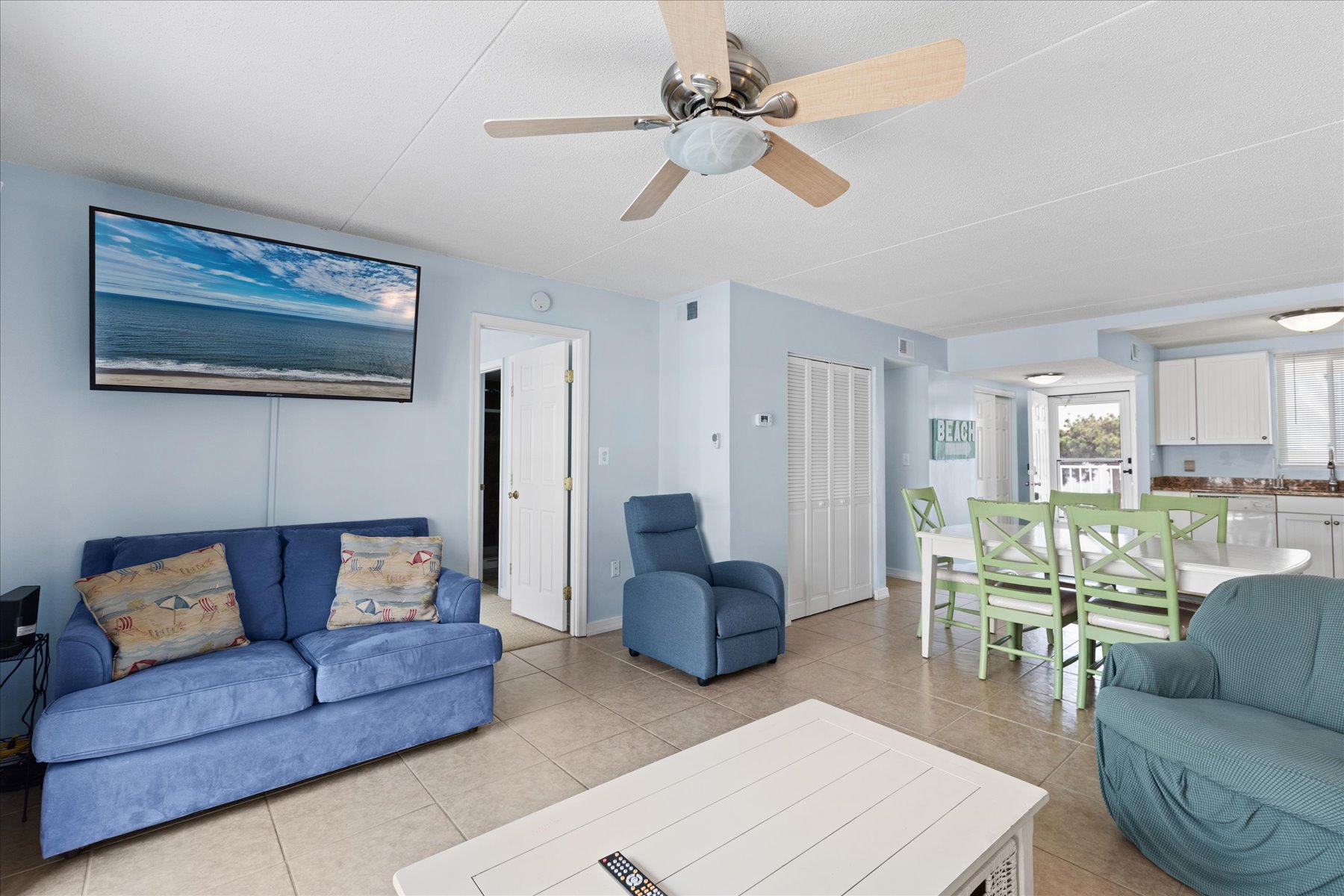 Catch p on your favorite shows on the Flat Screen TV!