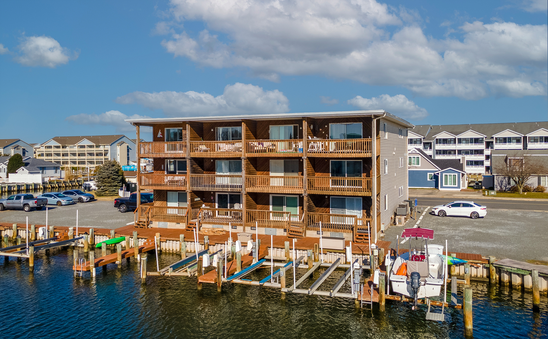 Vacation right at the Water`s Edge with amazing Bay Views.