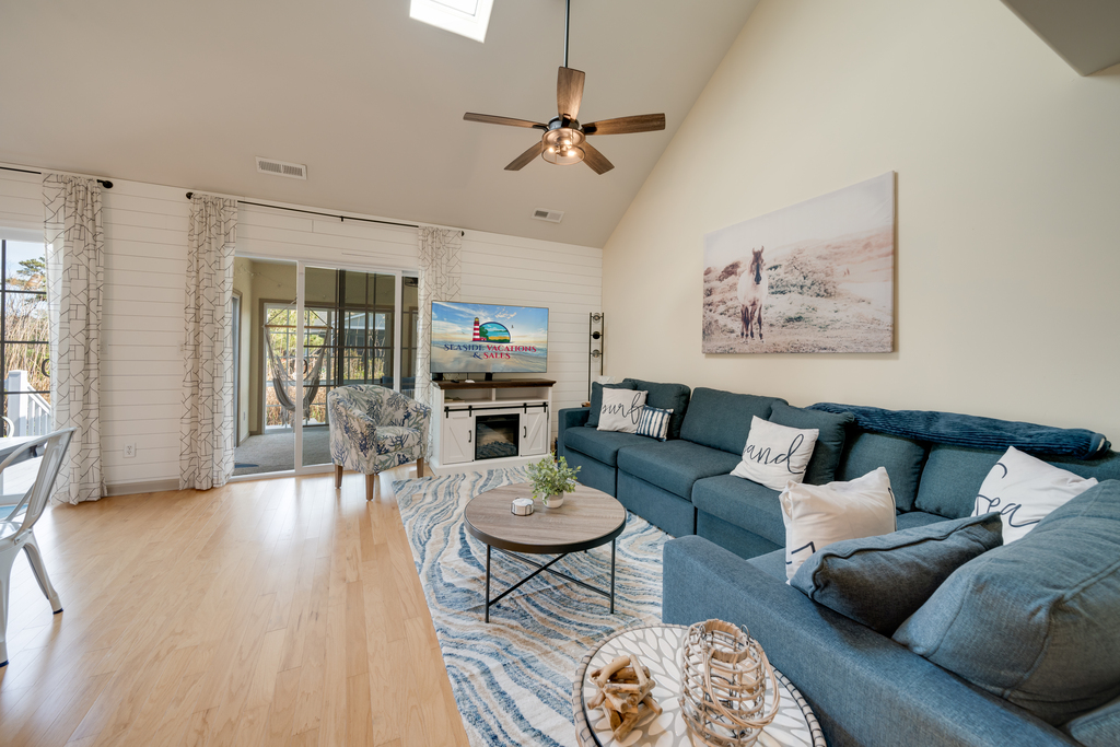 Kick back in the Living Area after a day at the Beach, and enjoy Free WiFi And Smart TV.