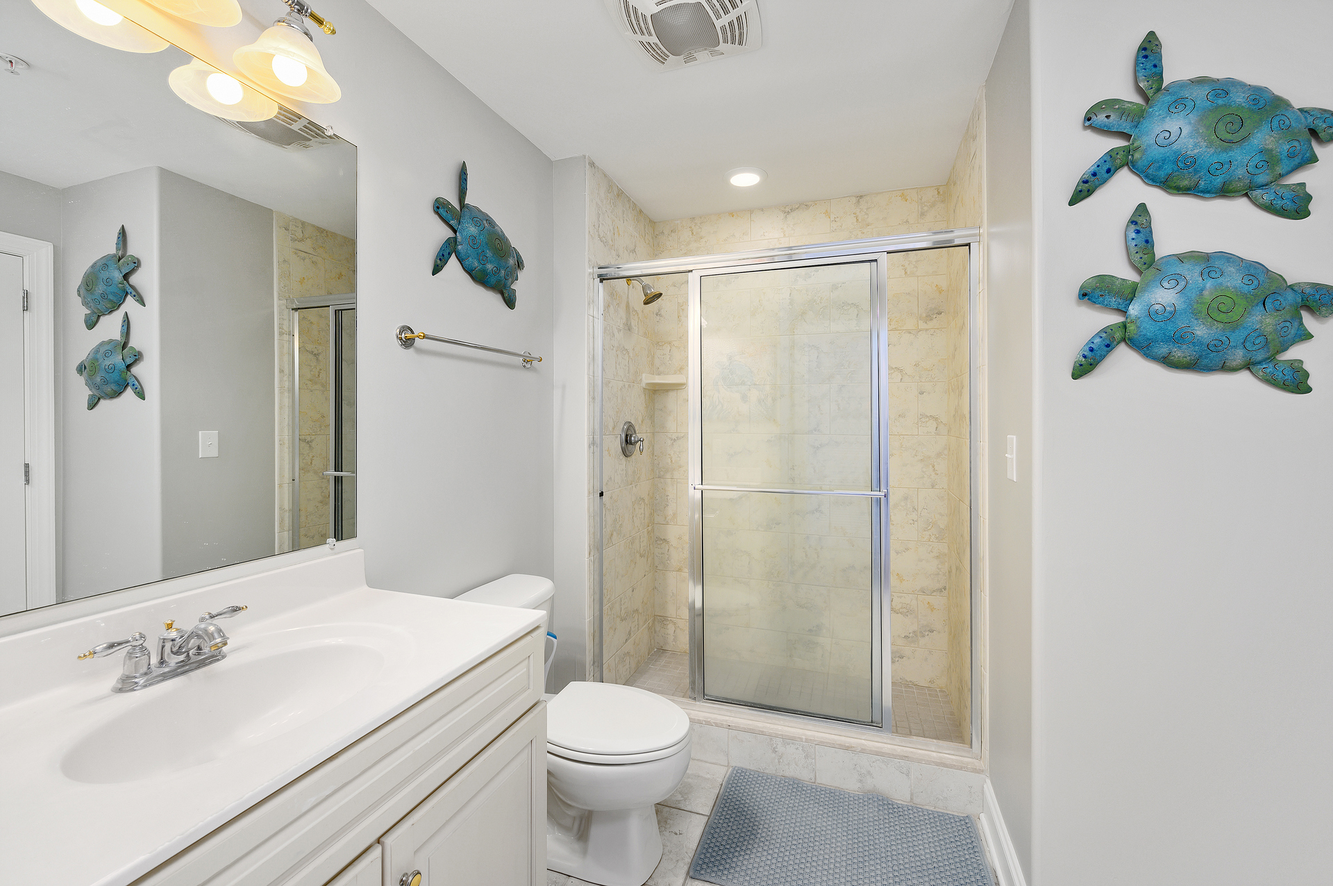 The 3rd Full Bath can be accessed from the Hall or Bedroom 3 and has a great Stand-Up Shower