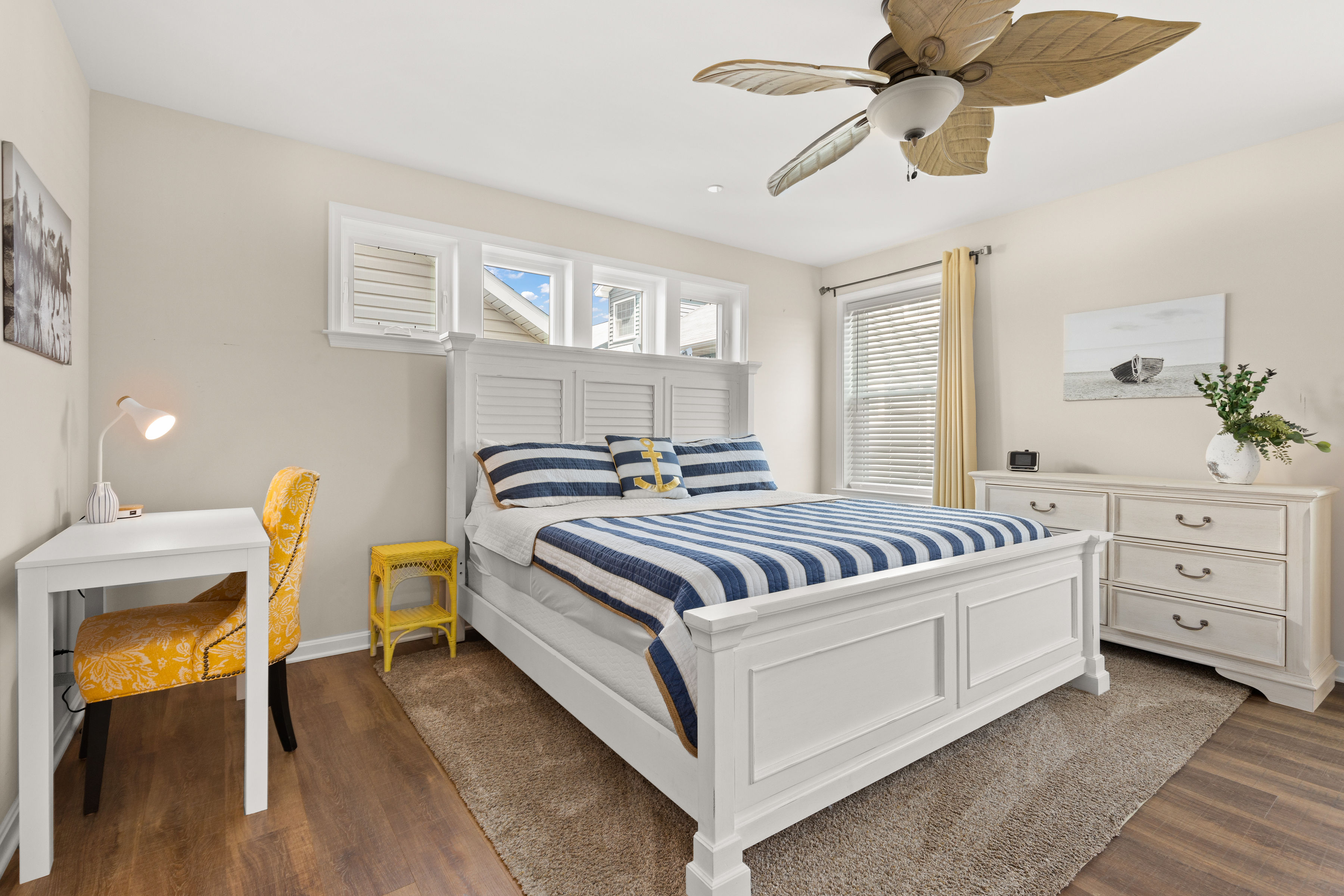 A desk in the Primary offers the perfect space in case you need to catch up on Work while on Vacation.