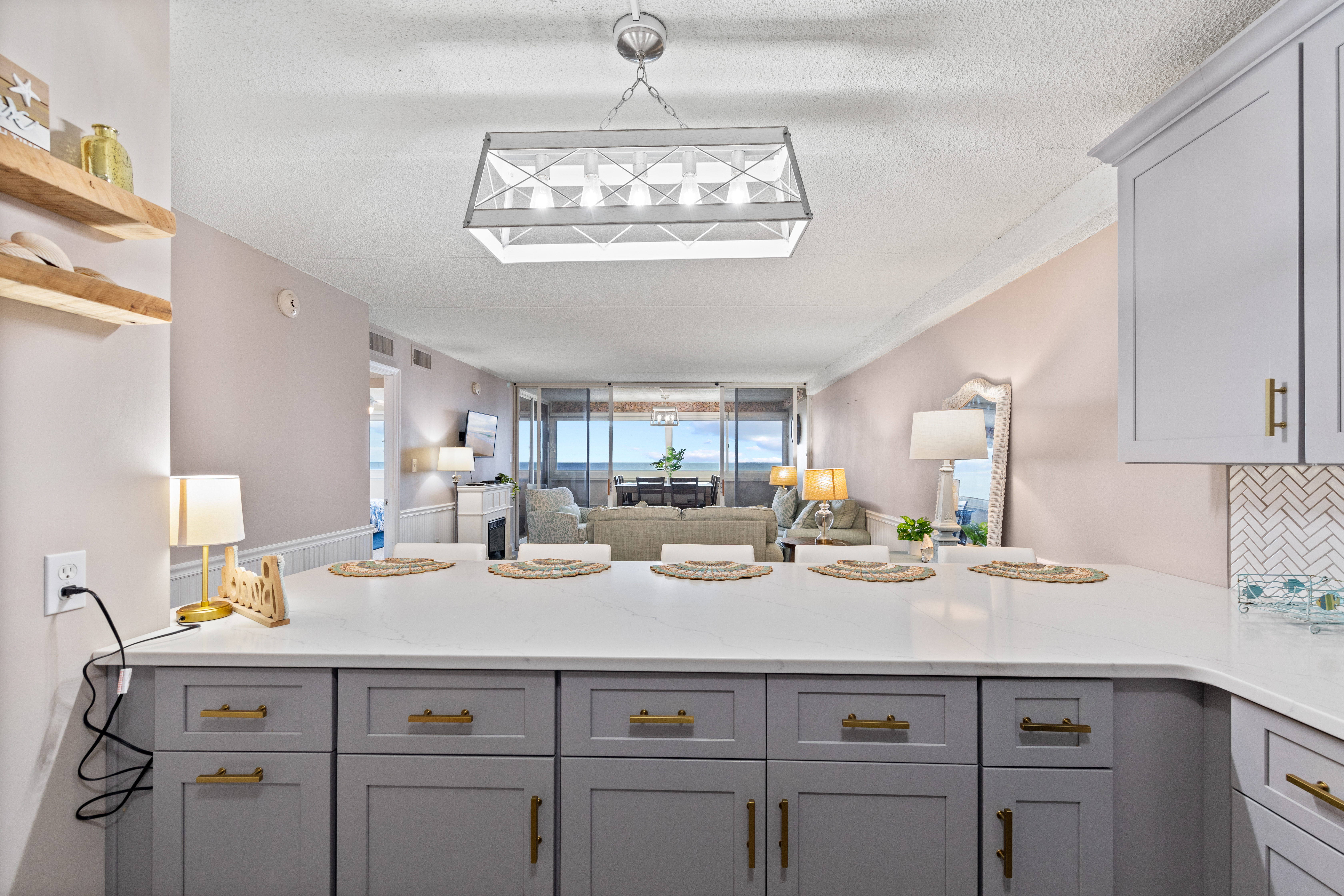 This modern Kitchen offers spacious seating, making it the ideal spot to start your day.