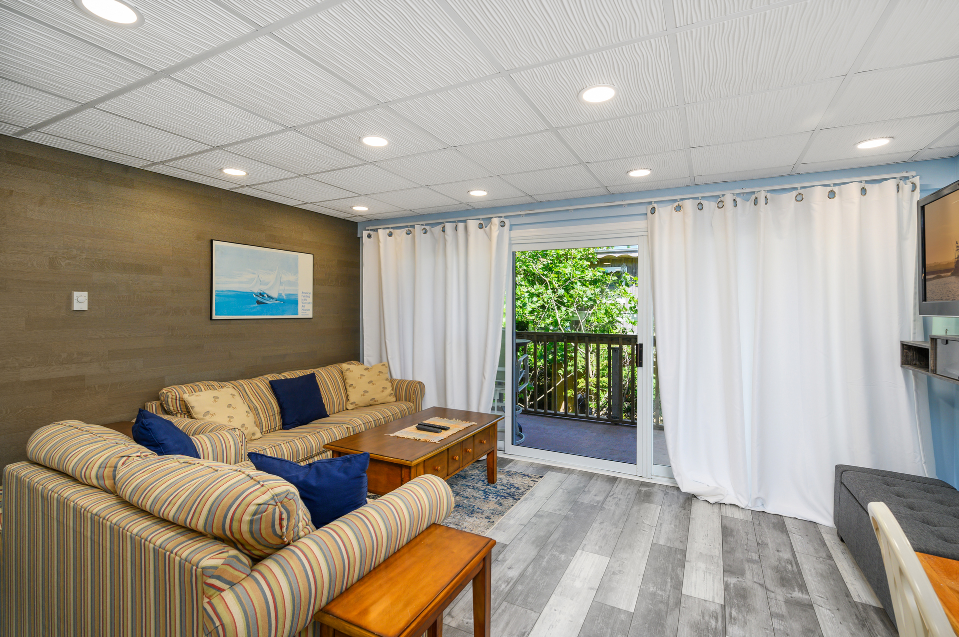 Relax in the comfy living area after a long day on the beach!