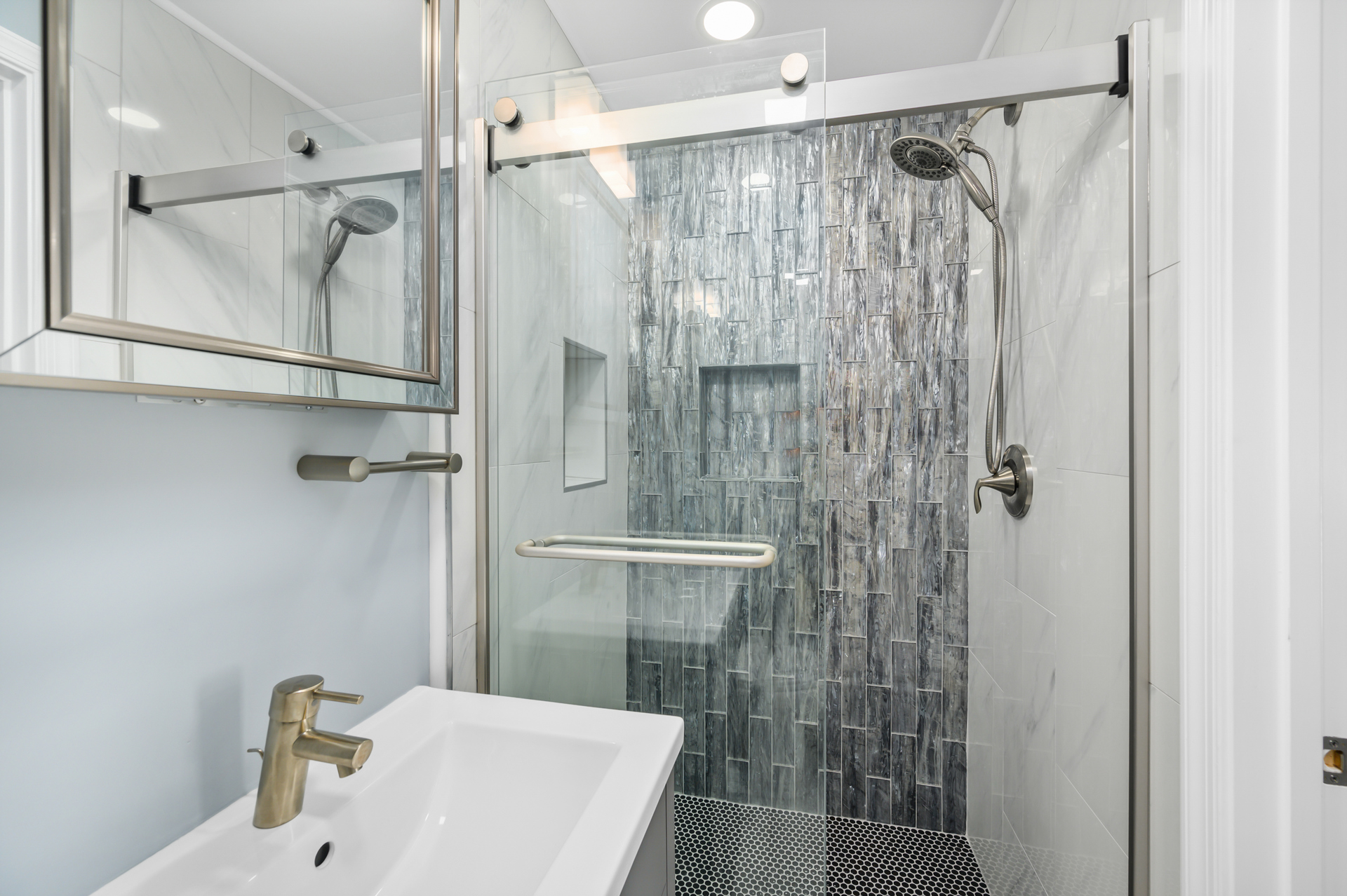Cool down from the hot summer sun in this walk-in shower