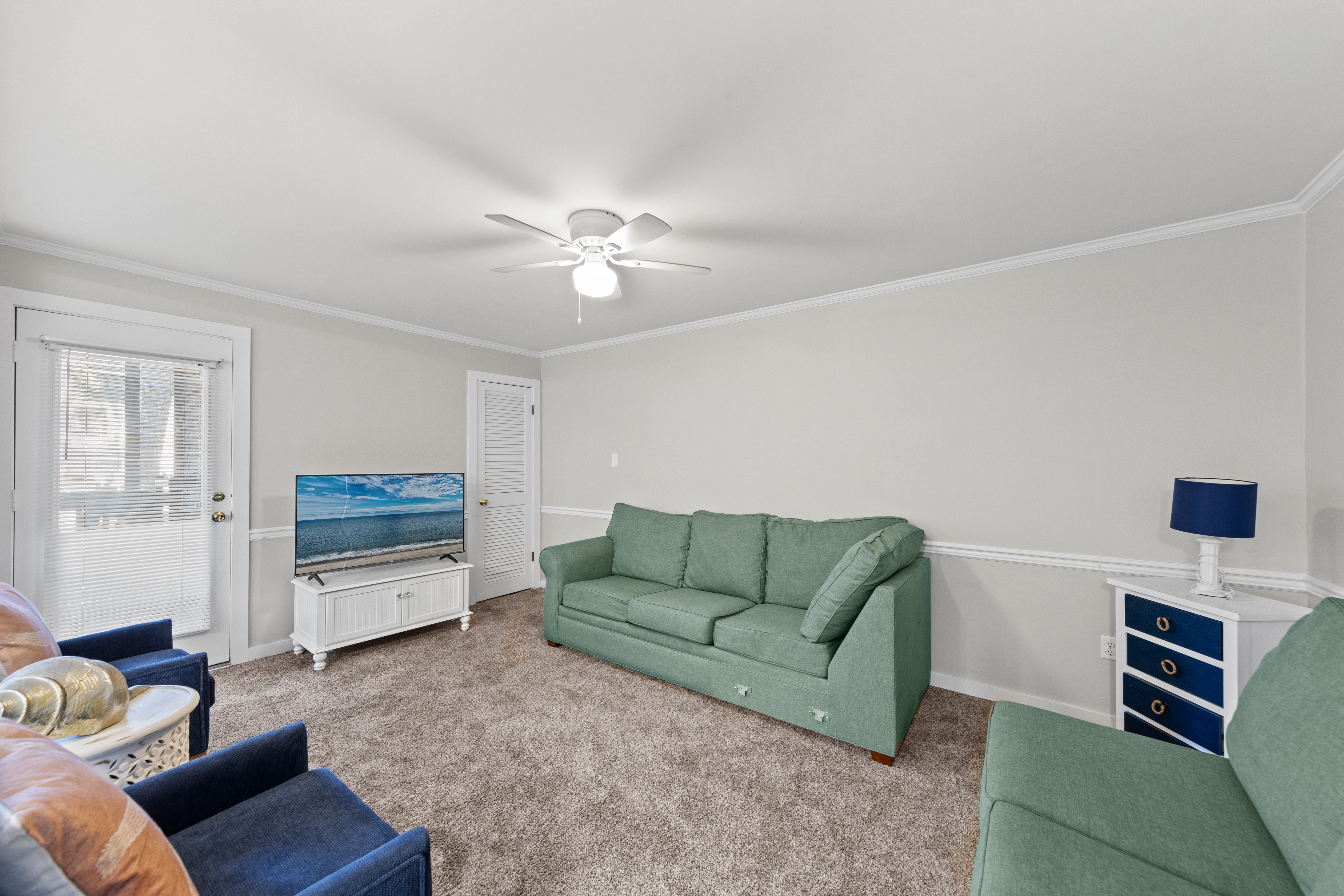 Sink into the comfy furnishings after a fun-filled day at the beach.