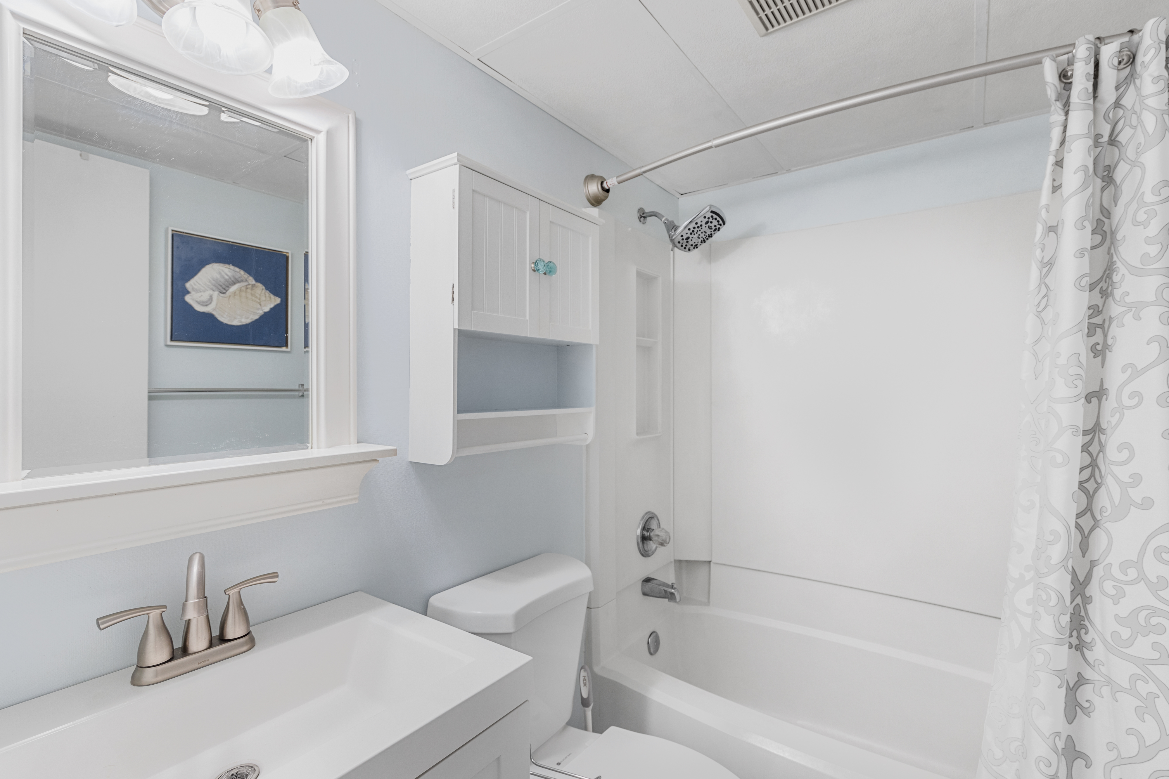 Shared bathroom convenient to the living area