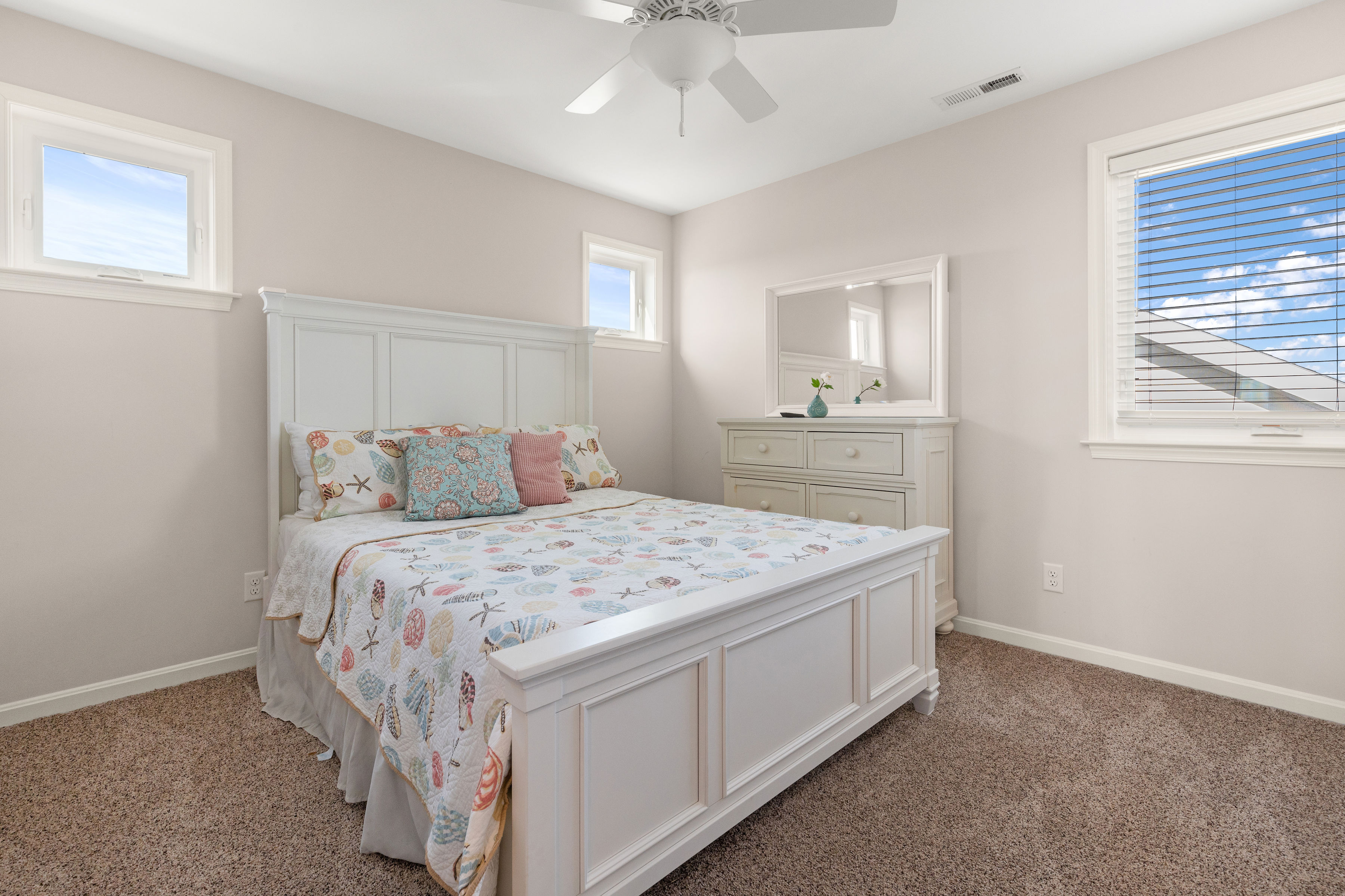 Bedroom 2 has a Comfy Queen Bed & Cable TV.