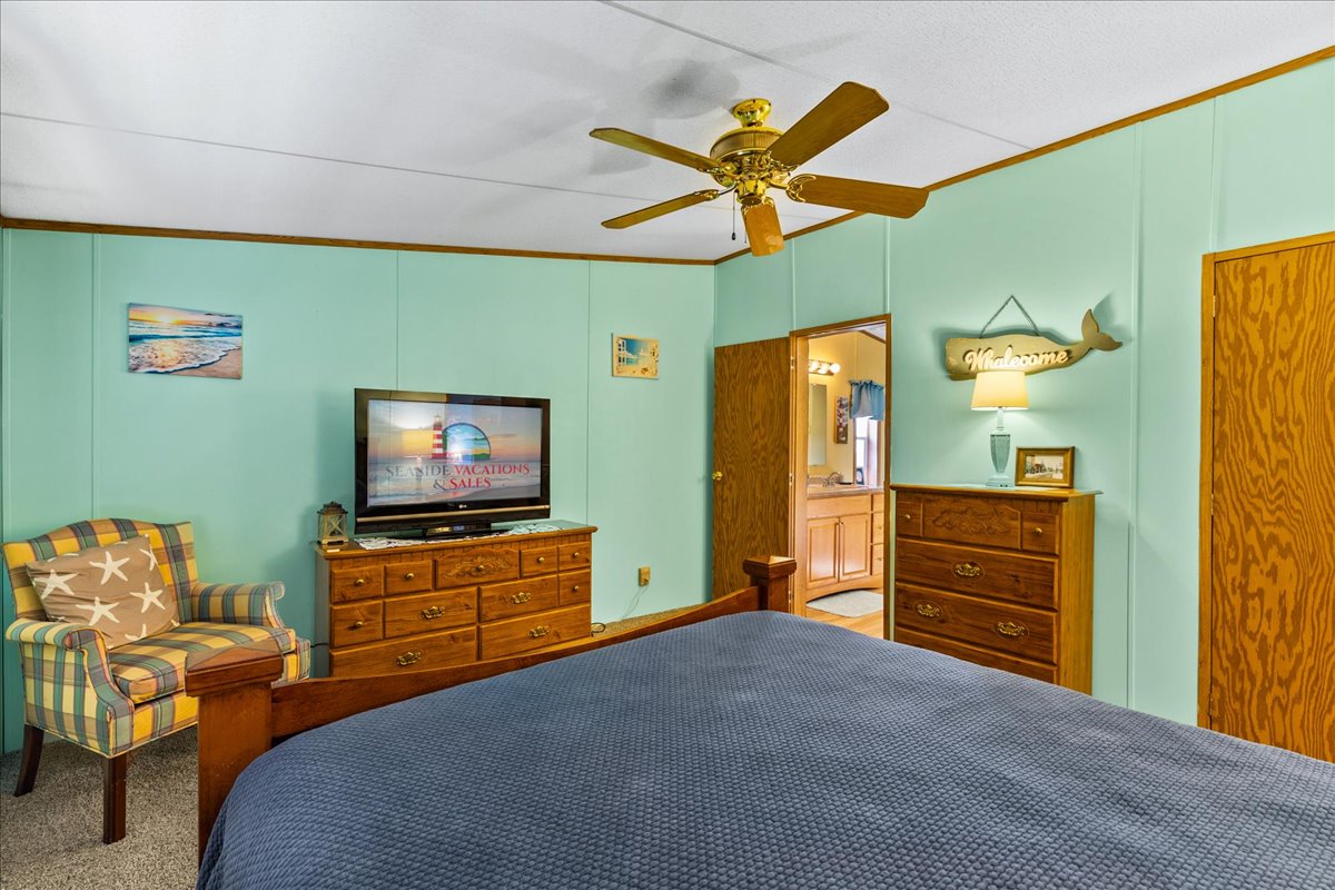 Master is located on opposite side of the house as the other bedrooms, offering privacy.