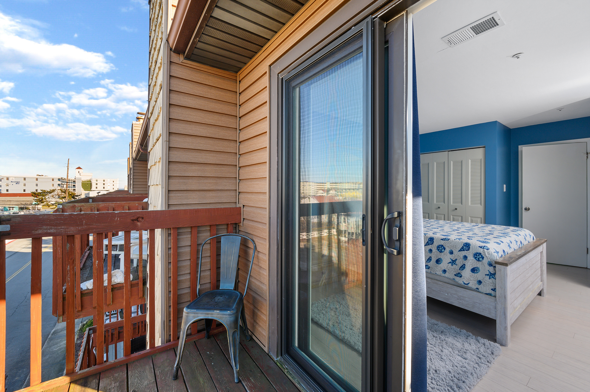 The 3rd floor Primary Bedroom balcony offers sweeping views
