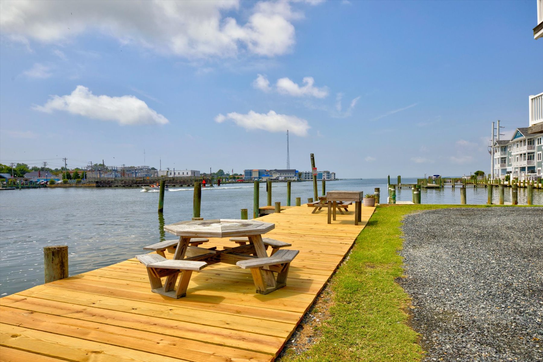 Community Dock with Picnic Tables - perfect for fishing, crabbing, or dining!