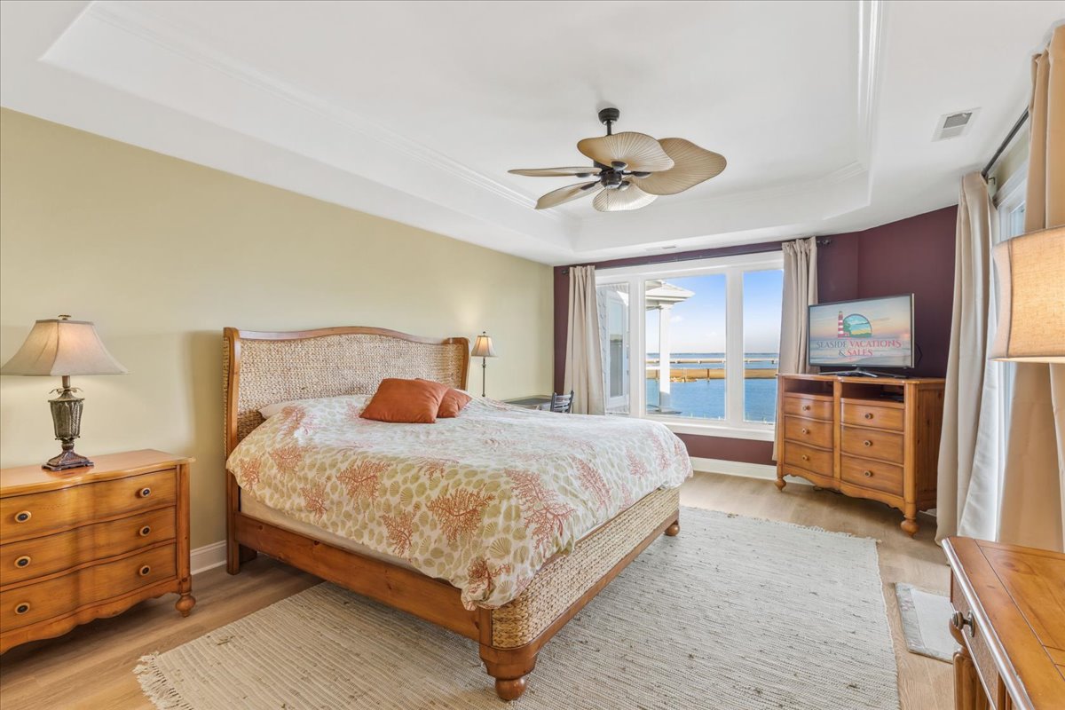Huge Primary Bedroom is Waterfront with a luxurious King Bed.
