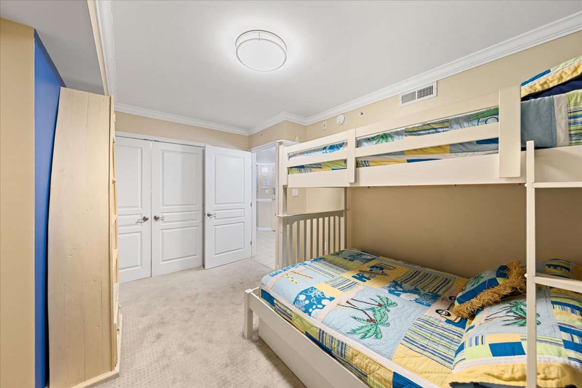 This Bedroom will sleep 4 with a Pyramid Bunk and Twin Trundle.