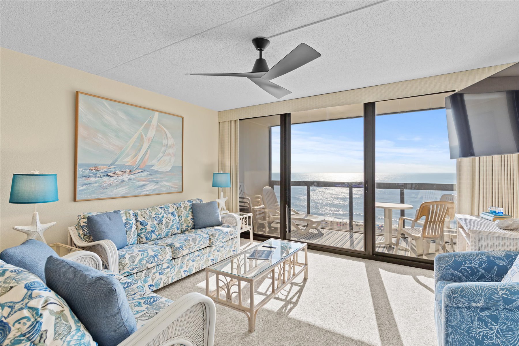 Enjoy the calming Beach décor.