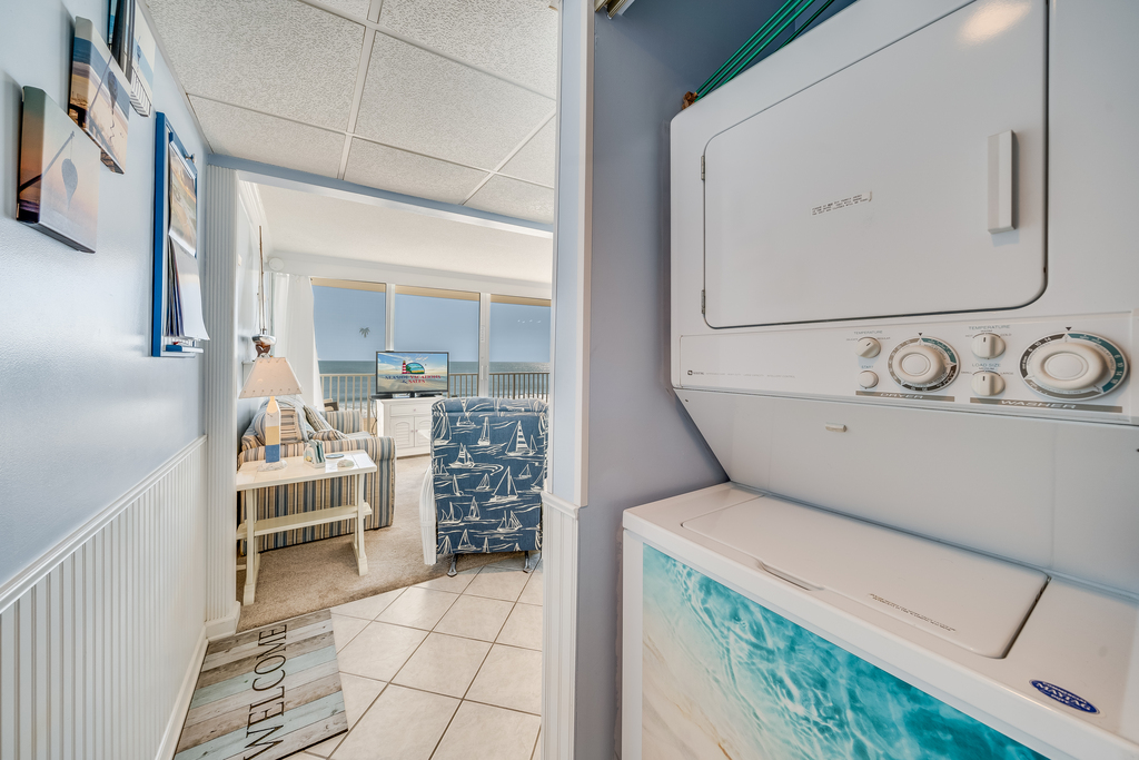 There is a stacked Washer/Dryer for your convenience while calling Sea Gate 406 home!