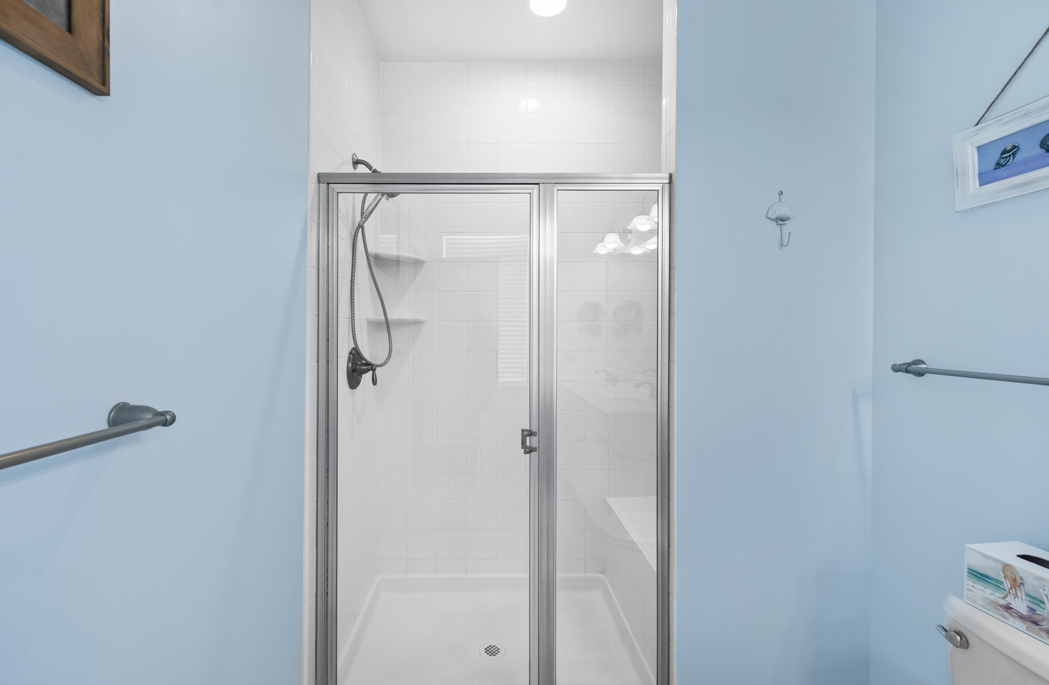 Freshen up in the spacious walk-in shower.