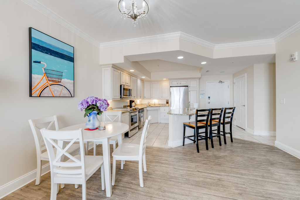 Spacious kitchen and quaint bar area.