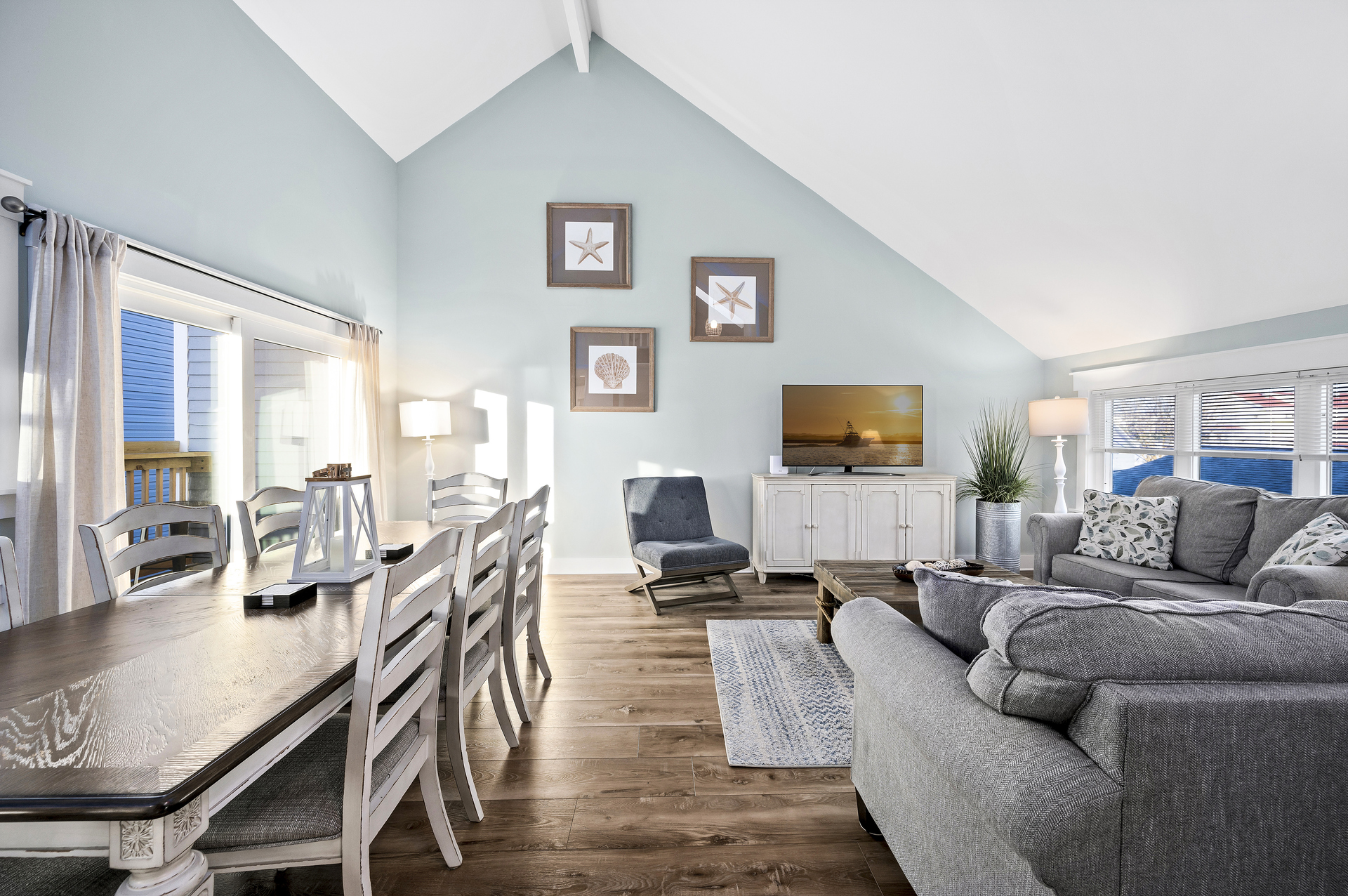 Soaring Ceilings and soothing Coastal Colors throughout.