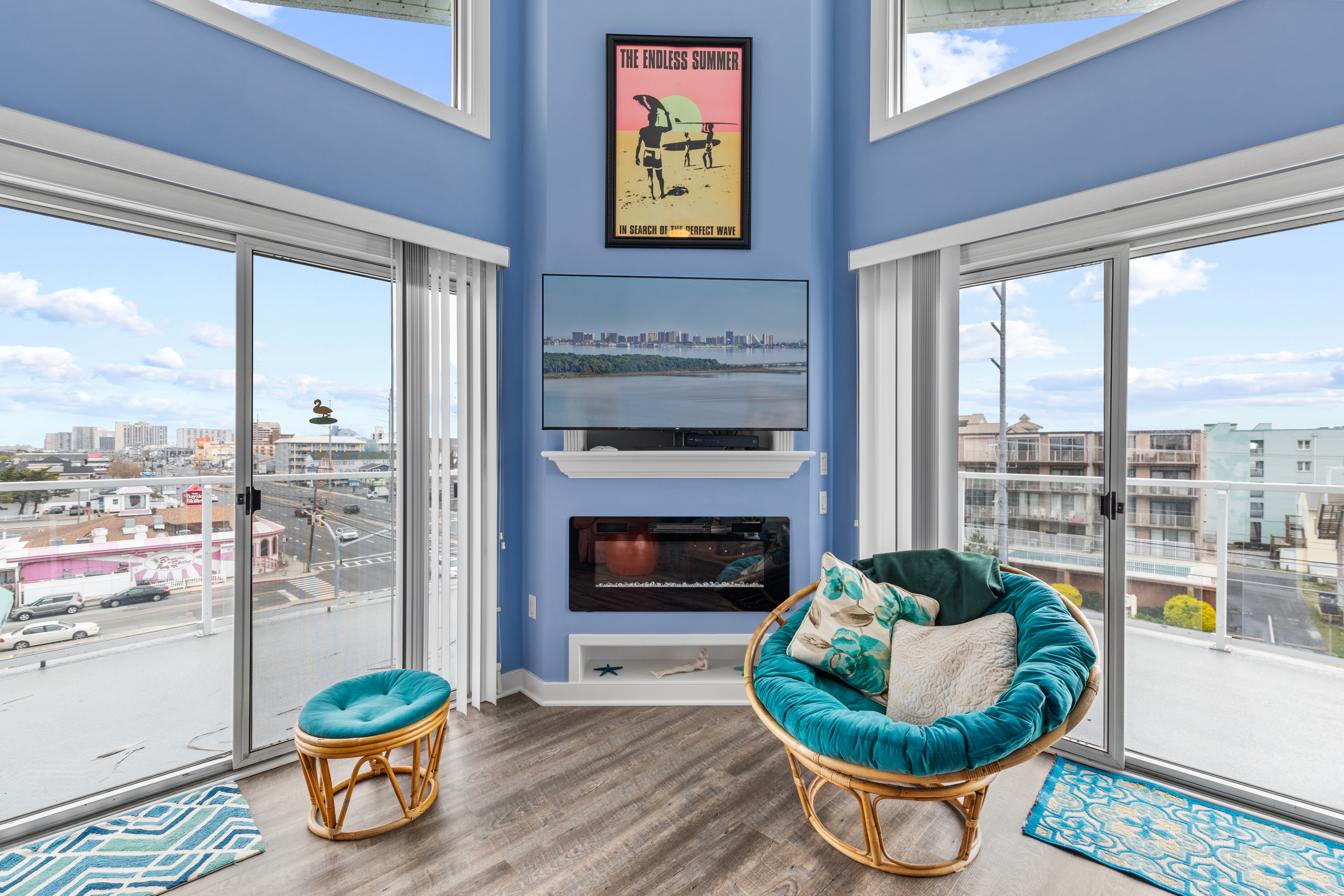 Soaring Ceilings and abundant Natural Light - *Fireplace is Decorative Only!*