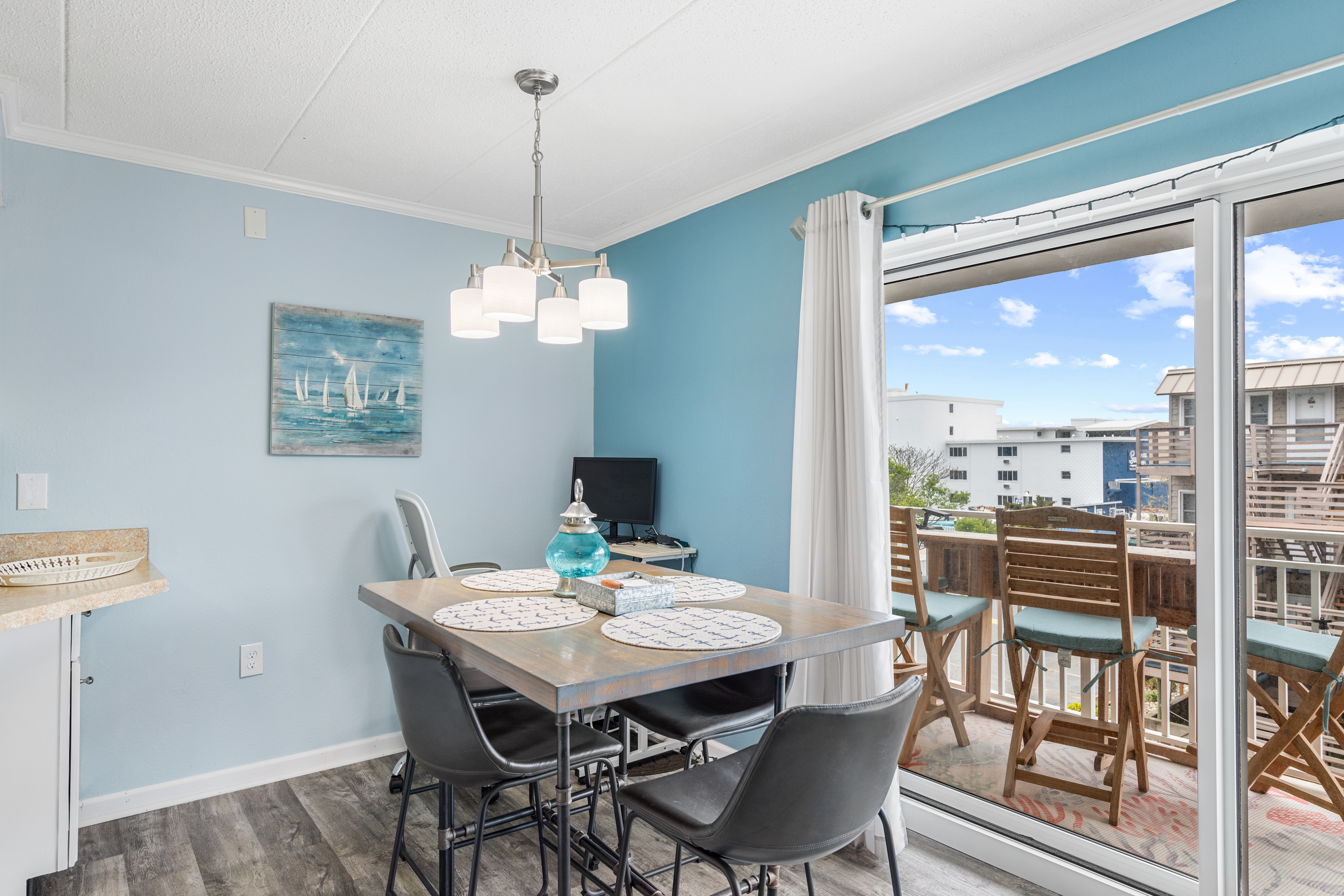 Dining table right next to the kitchen