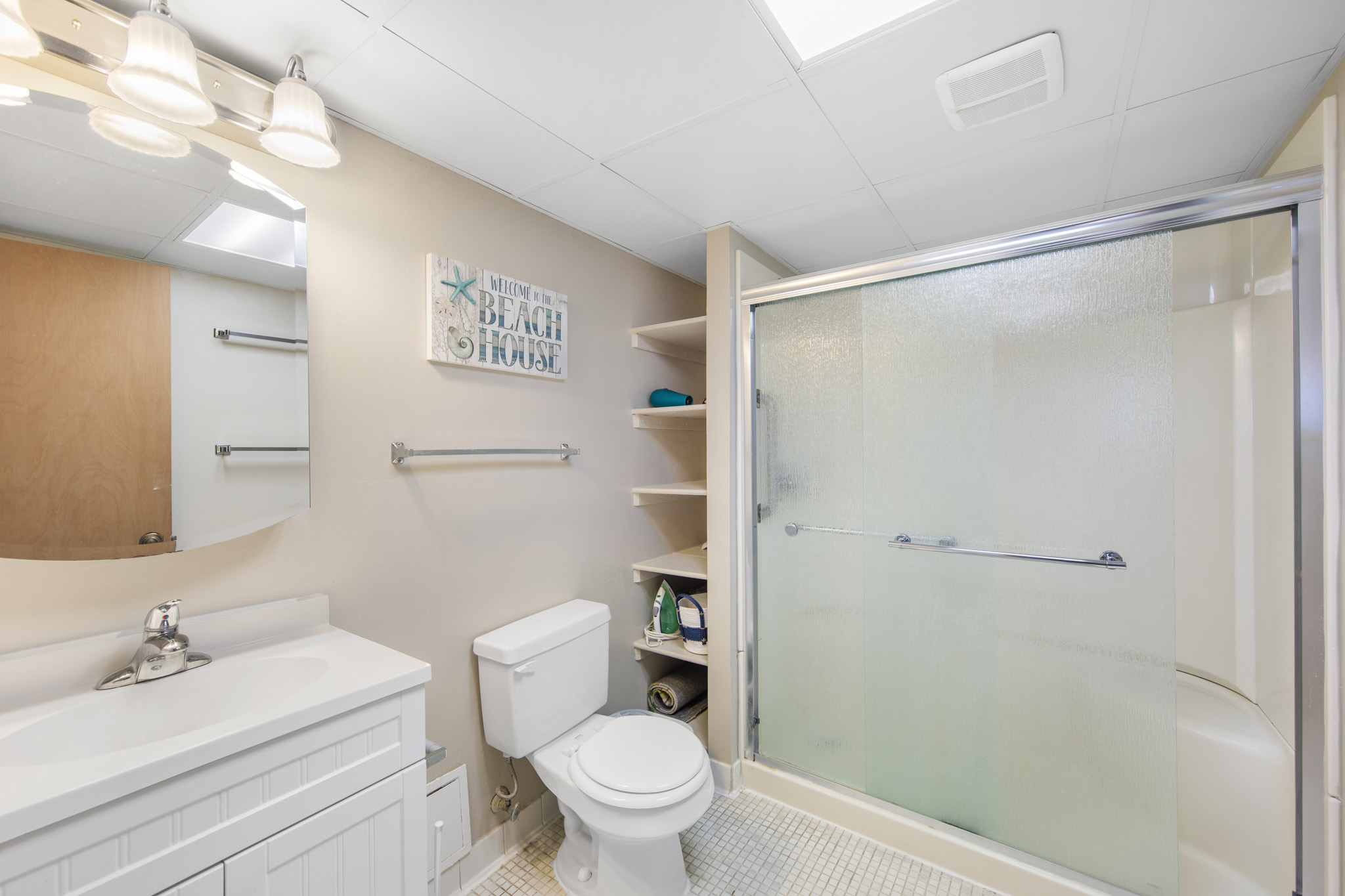 This Primary bathroom offers a spacious walk-in shower
