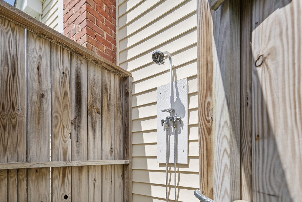 Refreshing Outdoor Shower for rinsing off sandy feet.