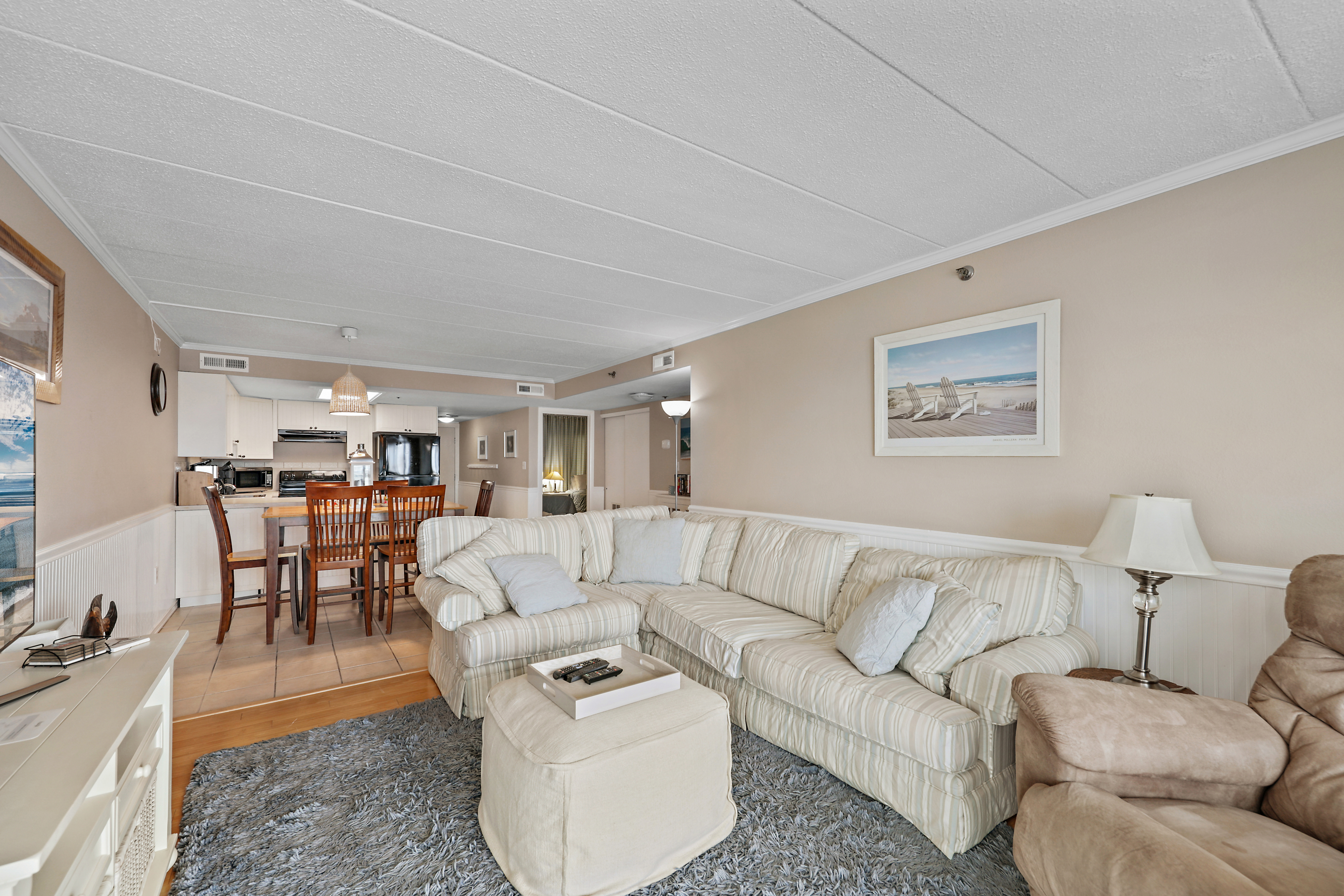 There is plush furniture to melt into, and natural light from the large sliding door provides the perfect setting to start and end each day.