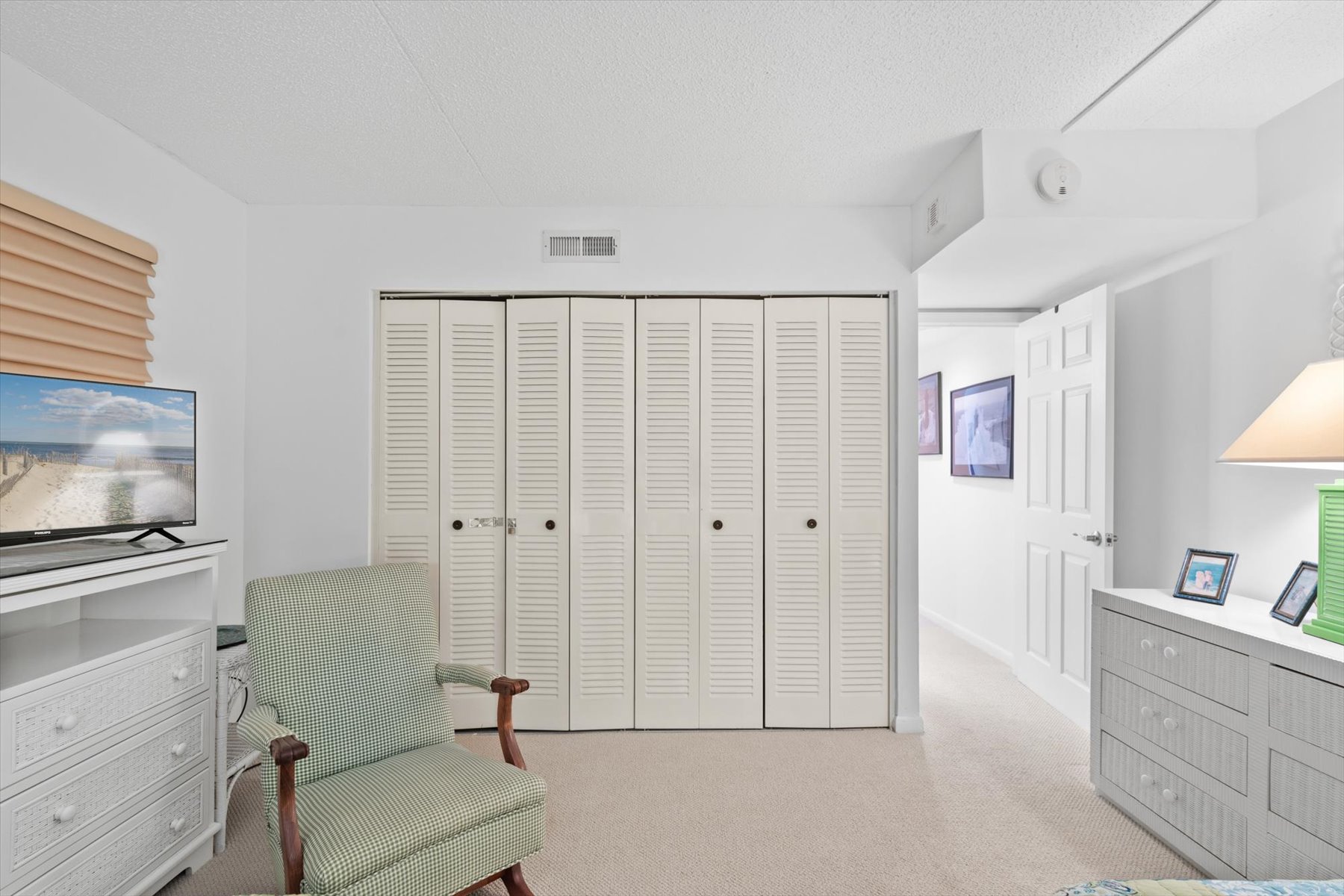 Primary bed has plenty of closet space