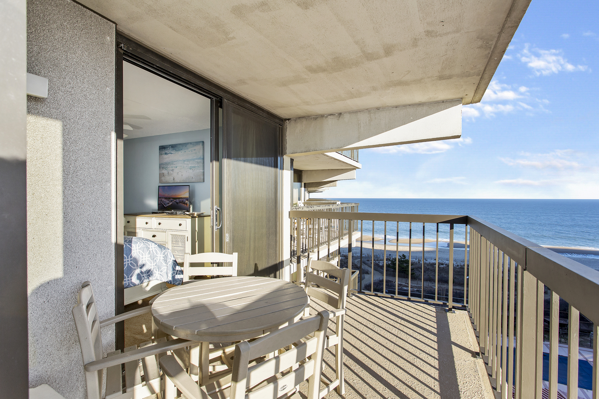 Slip out to the balcony from your own sliding door from the Primary Bedroom