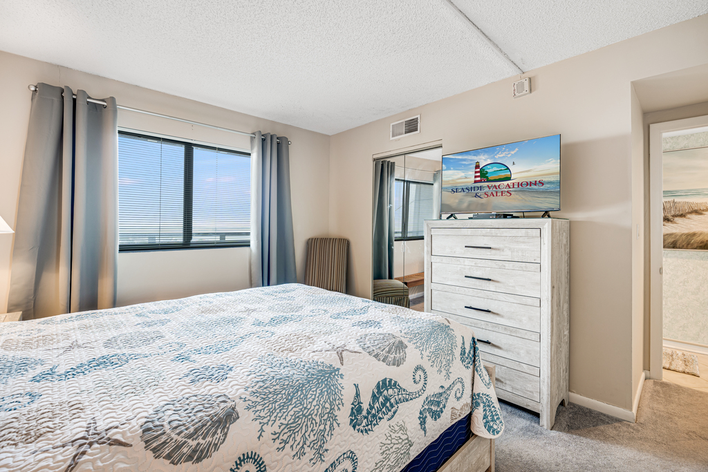 With a Cozy King Bed and a Flat Screen TV.