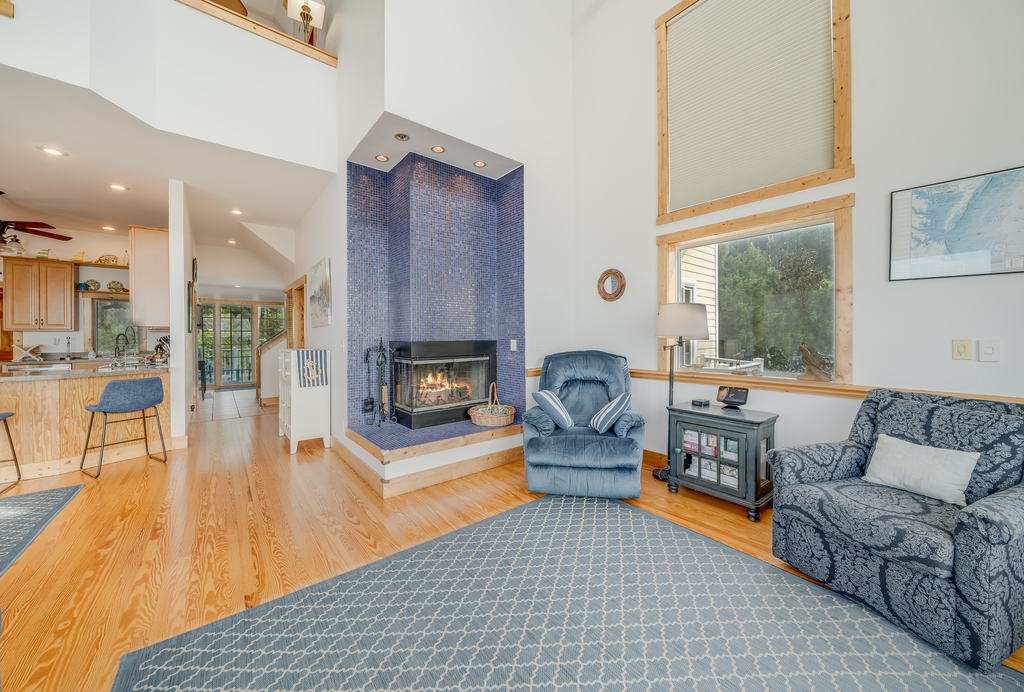 Cozy up by the Fireplace on those chilly off-season stays - one of our favorite times on the Island!