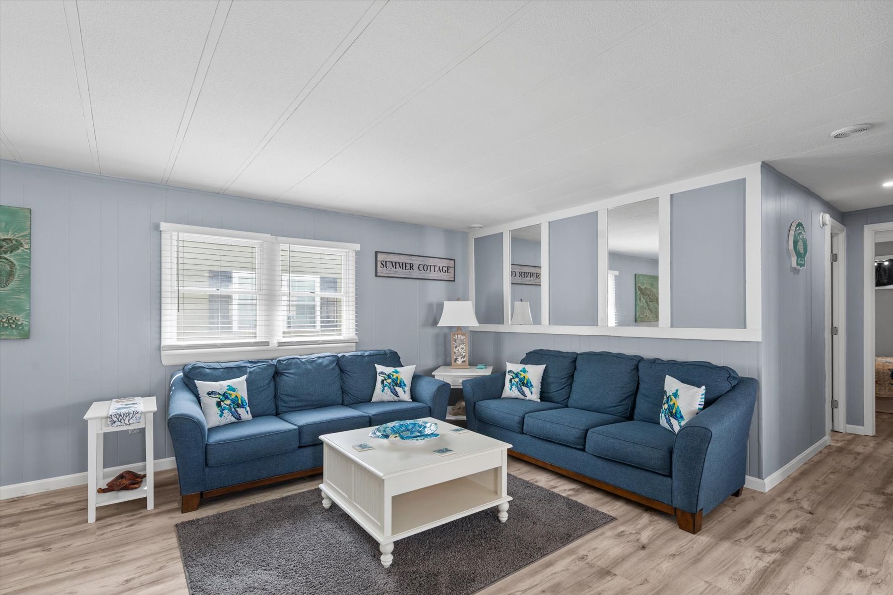 Relax in the comfy Living Area after a fun-filled day on the Beach.