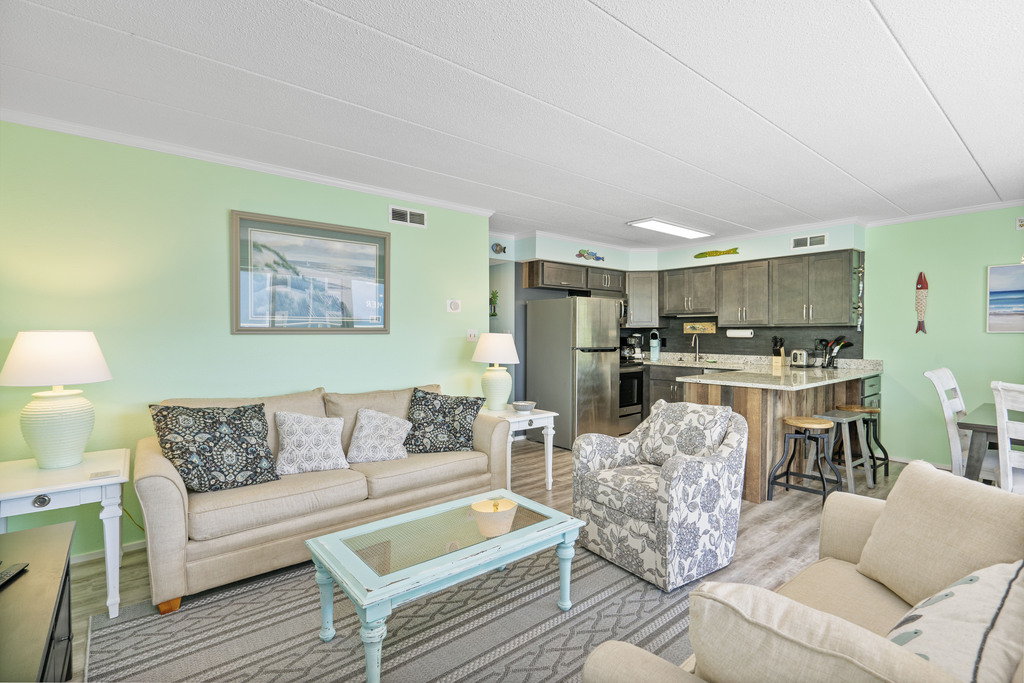 The whole family can spread out to enjoy the AC and Free WiFi after a long day of Fun at the Beach