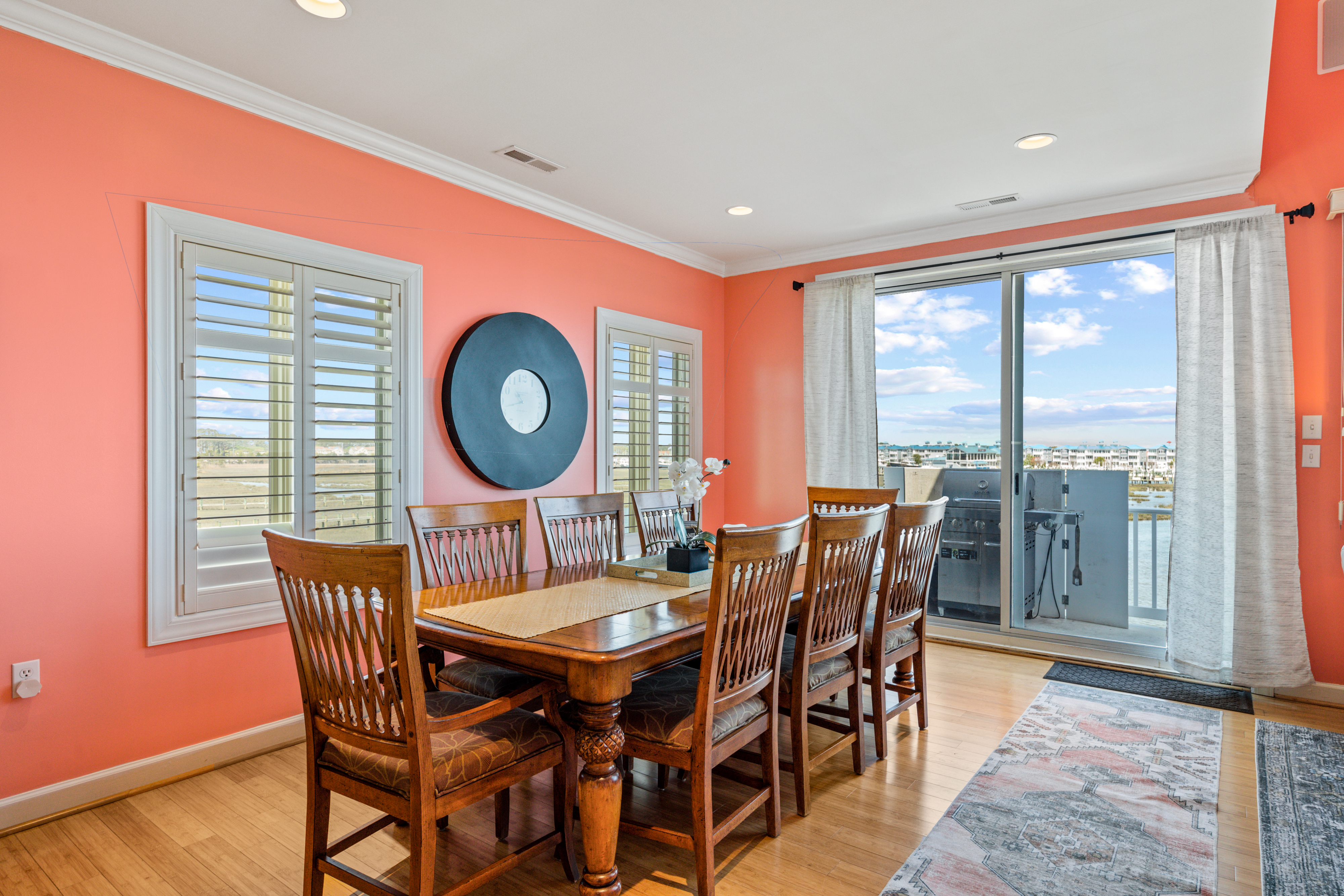 Seating up to 8 people overlooking the Bay Windows.