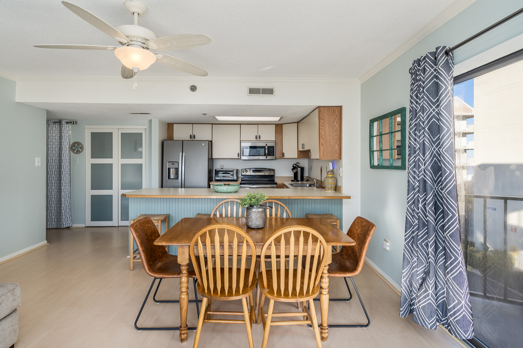 Gather for a home cooked meal at the dining table.