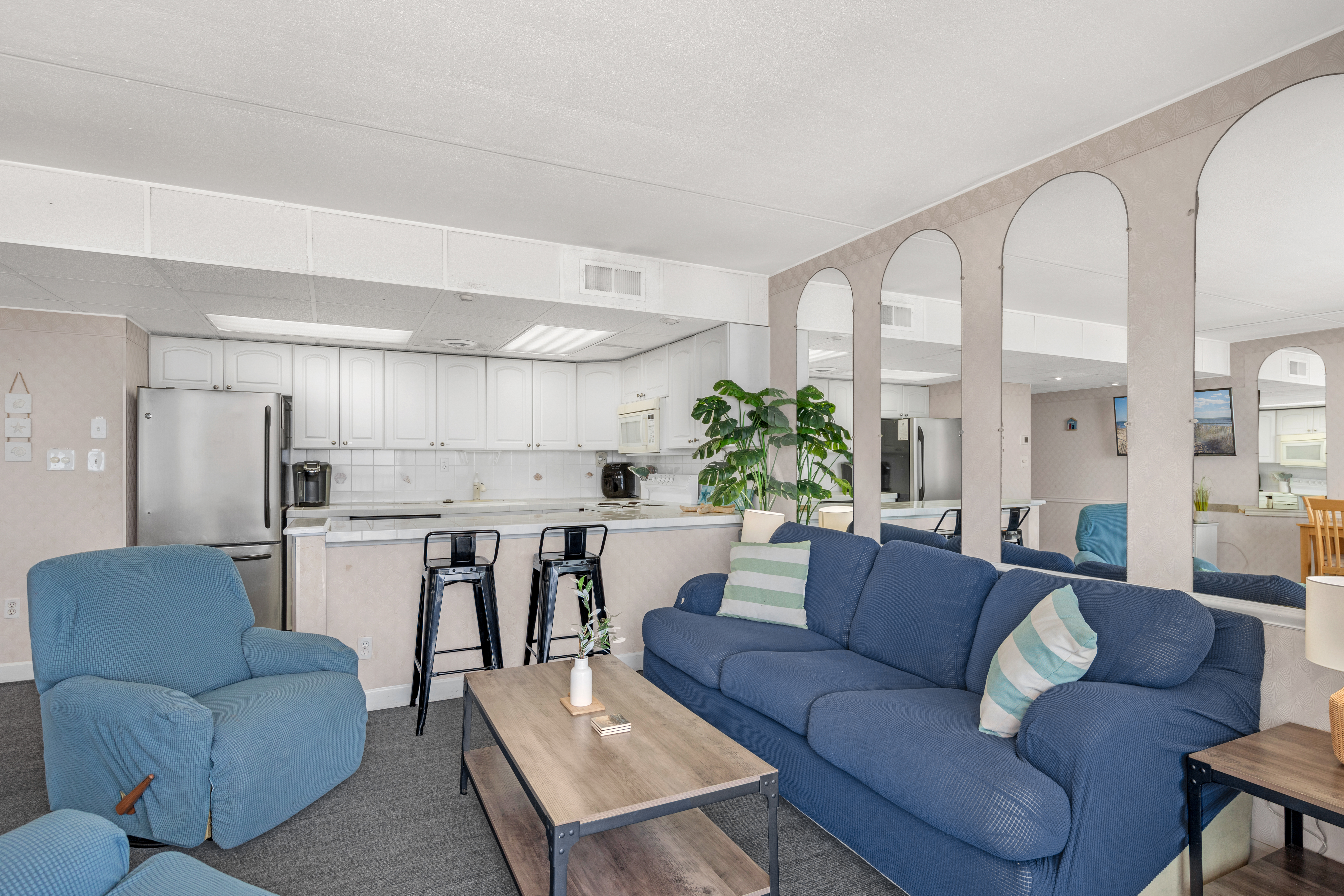 The Living Area is a warm and welcoming space after a fun filled Beach day.