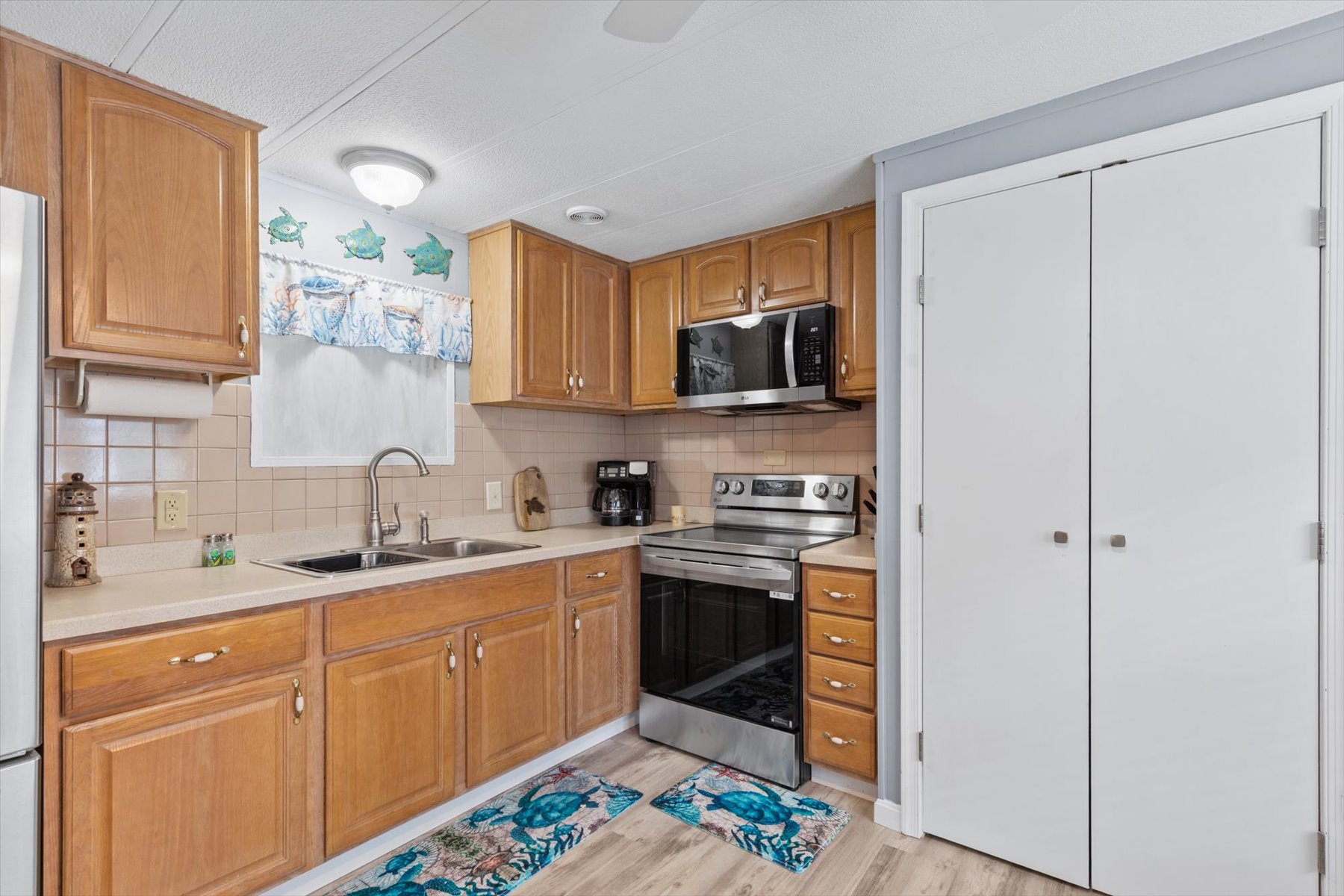 Modern stainless steel appliances.