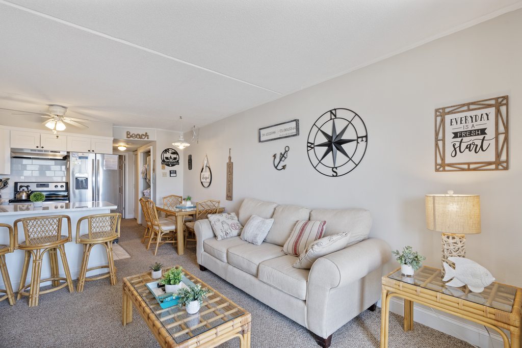 There is plenty of seating for the family to cozy in and enjoy quality time in this open living space