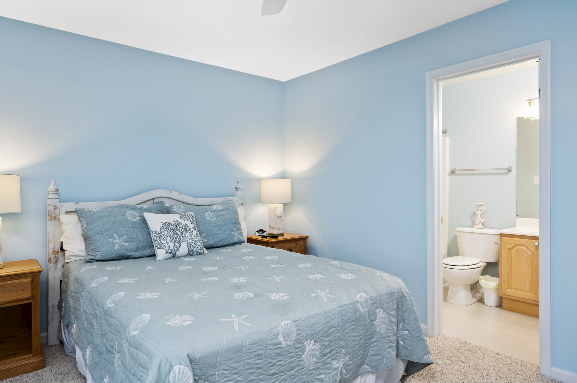 Newly re-decorated bedroom 2 with attached full bathroom