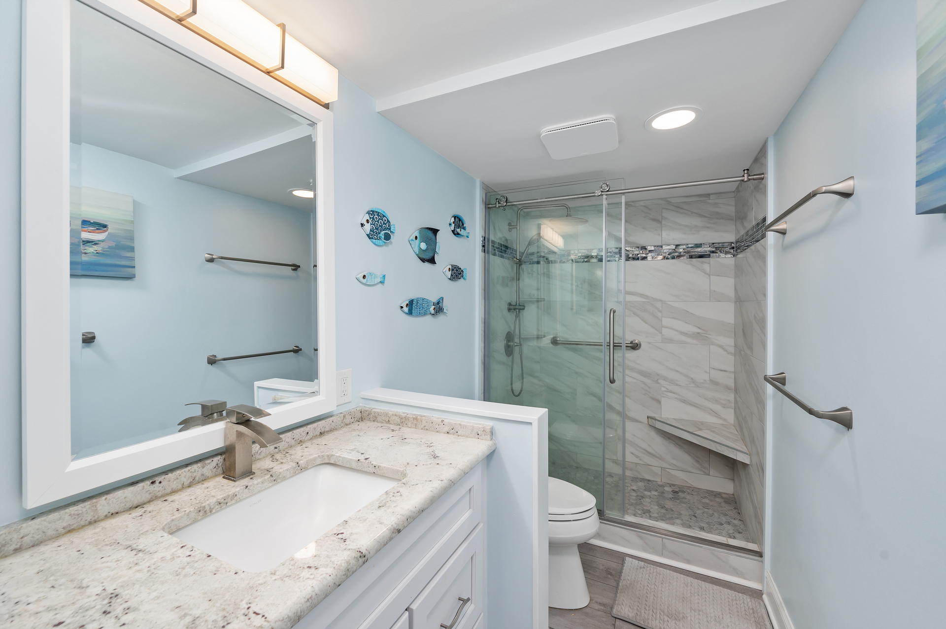 The Primary Bath is Gorgeous & Updated with a Custom-Tile Walk-In Shower