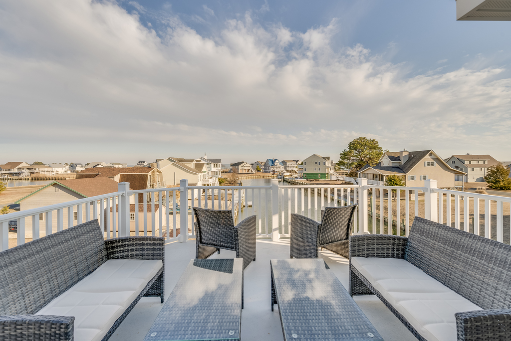 The Upper Deck off of Living Area has incredible Chincoteague Bay Views.