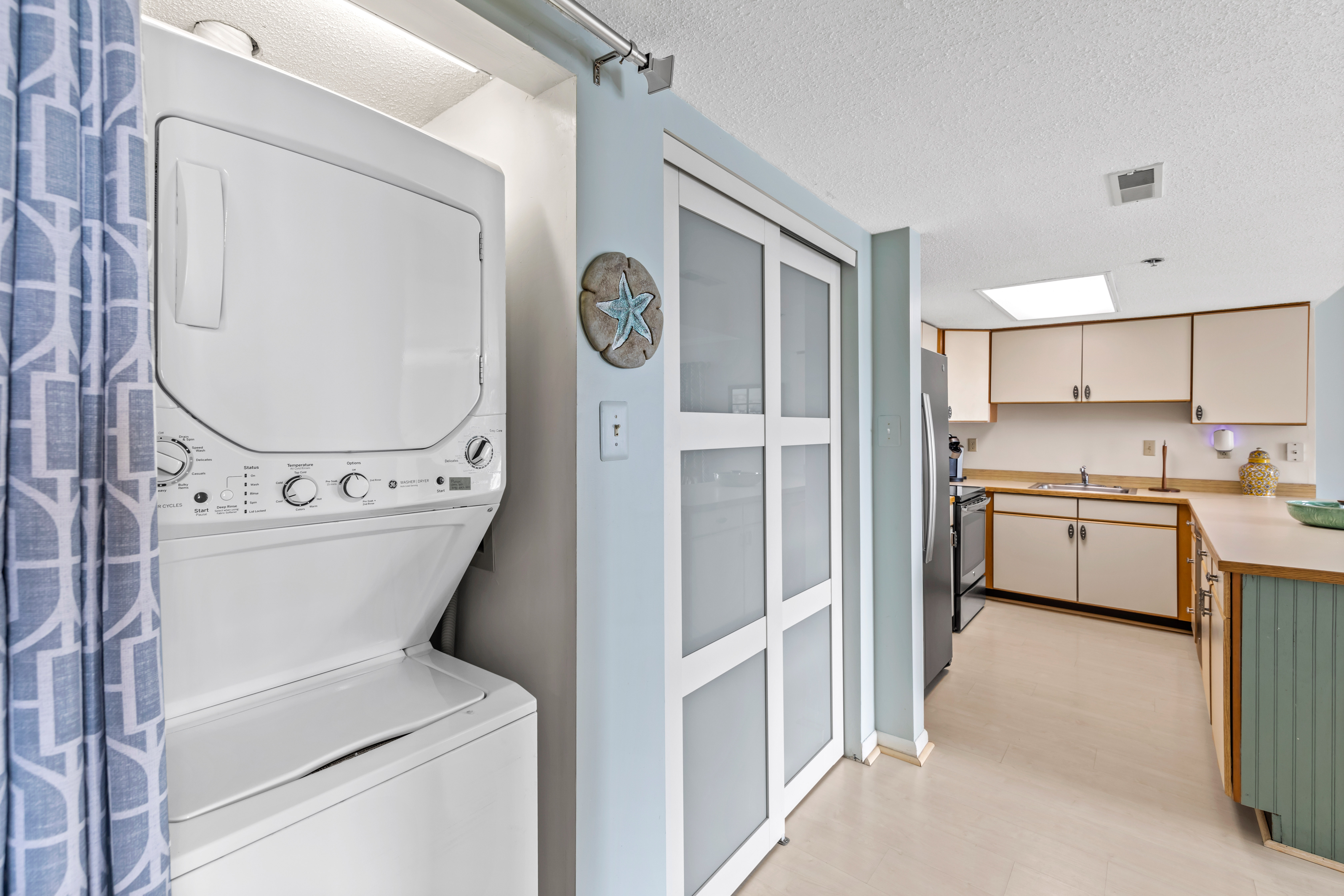 Stacked washer & dryer for your convenience.