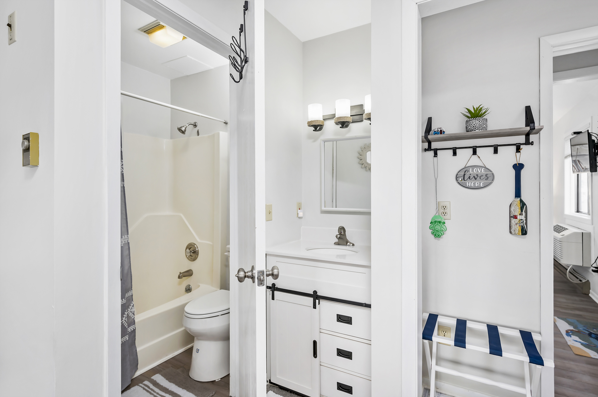 Vanity and Full Bath in Room 2.