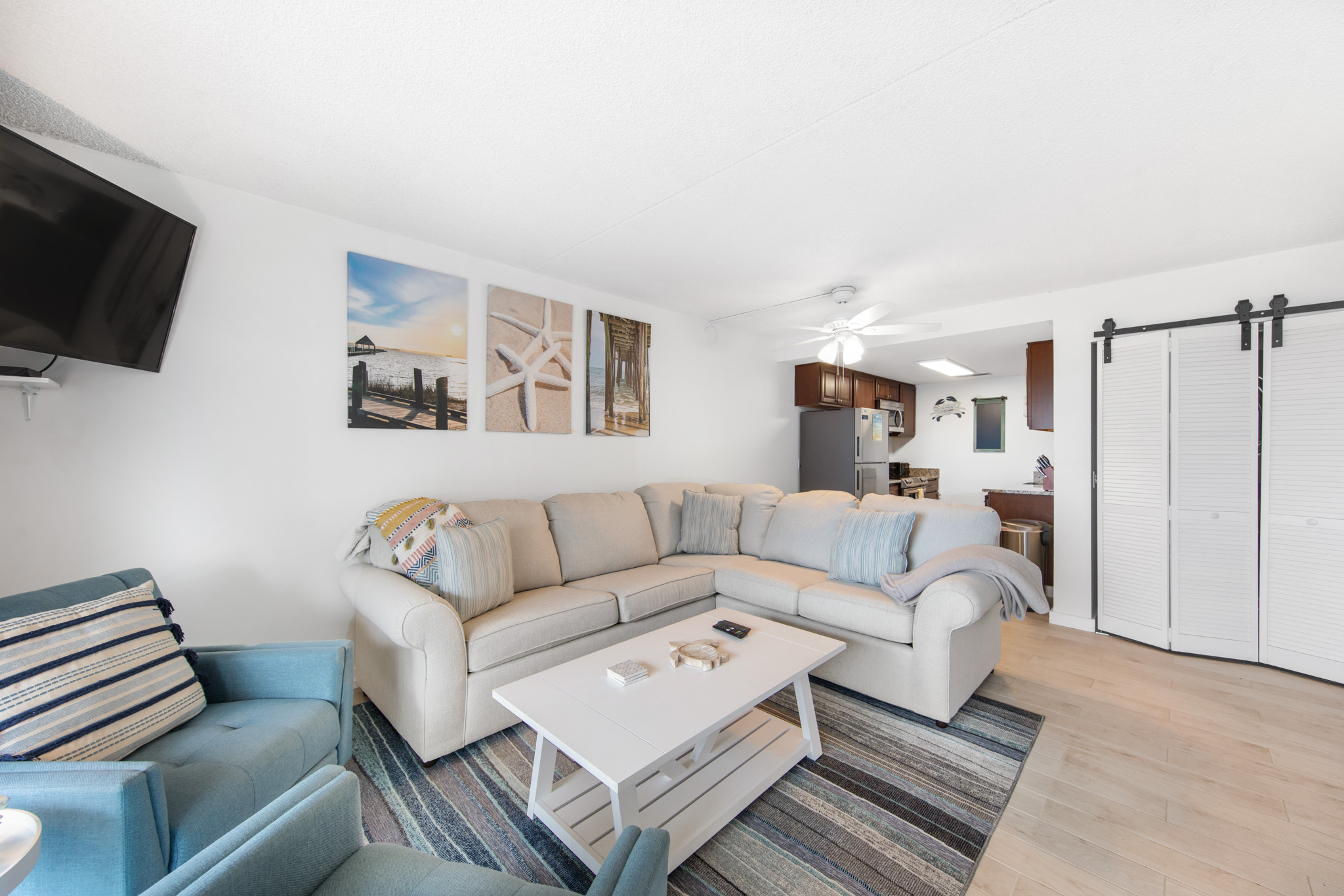 Relax after a long day at the beach in the open living areas.