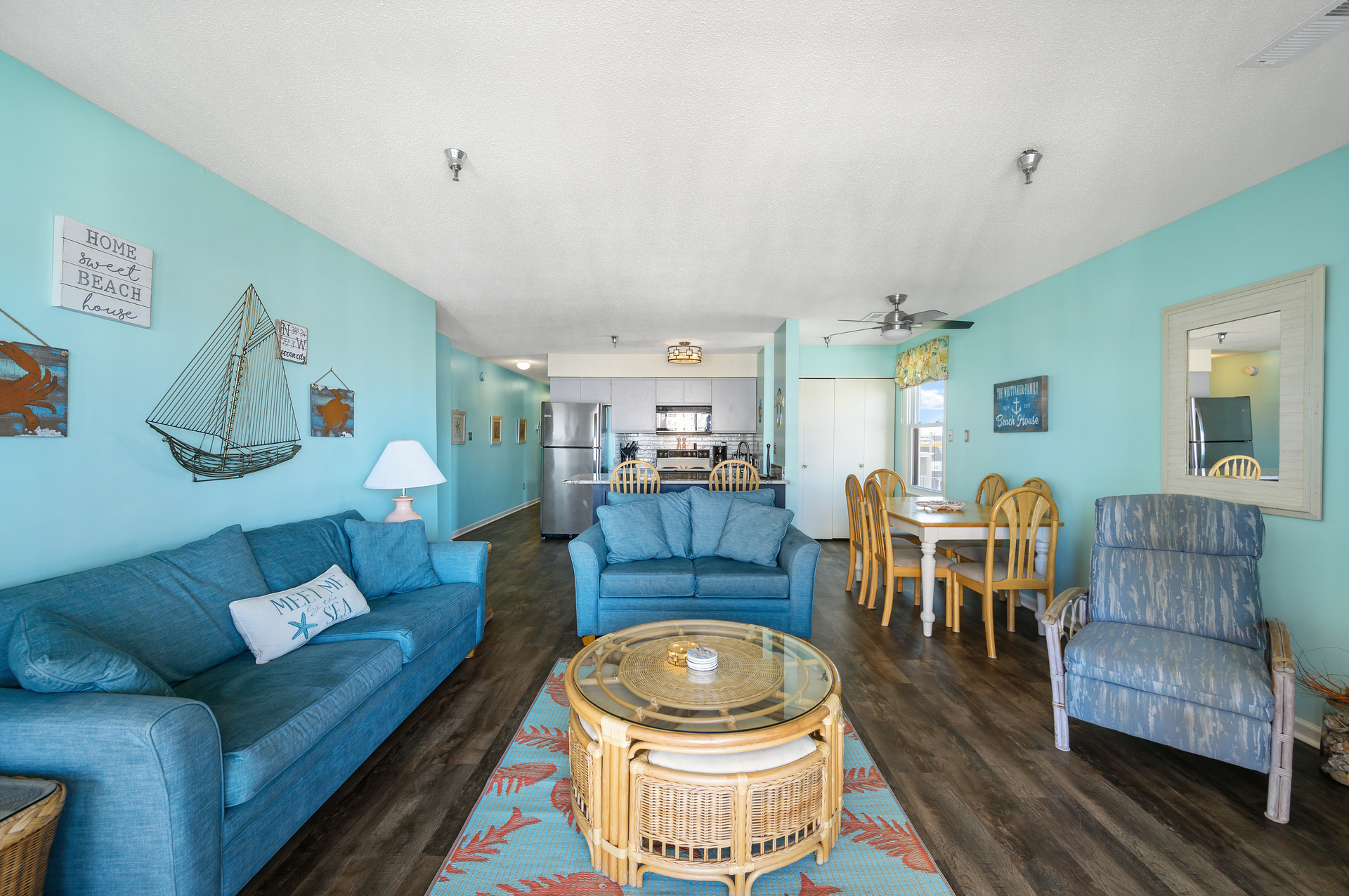 Filled with bright and beachy blues throughout.